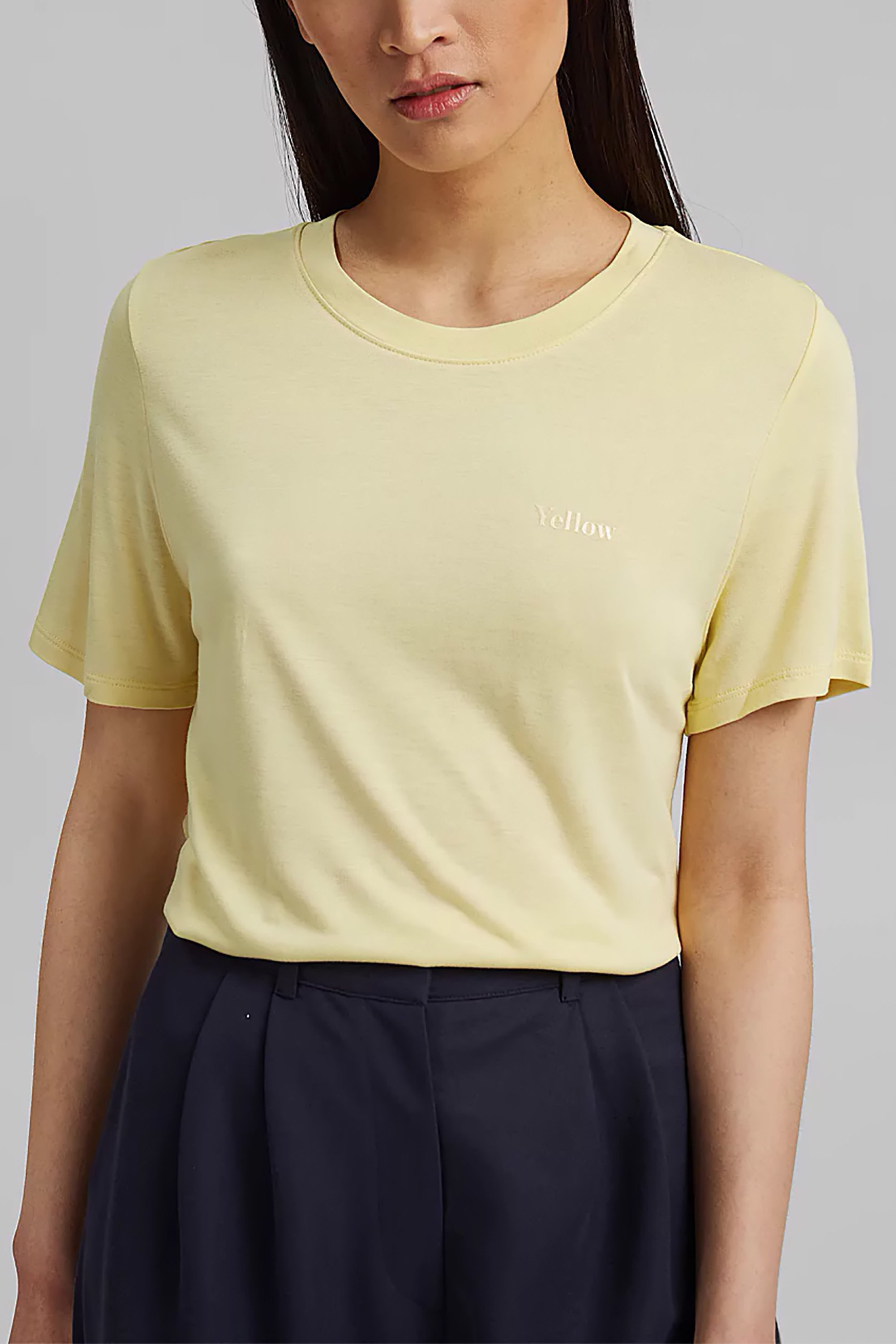 ESPRIT Esprit γυναικείο T-shirt με ton-sur-ton lettering - 051EO1K303 Κίτρινο
