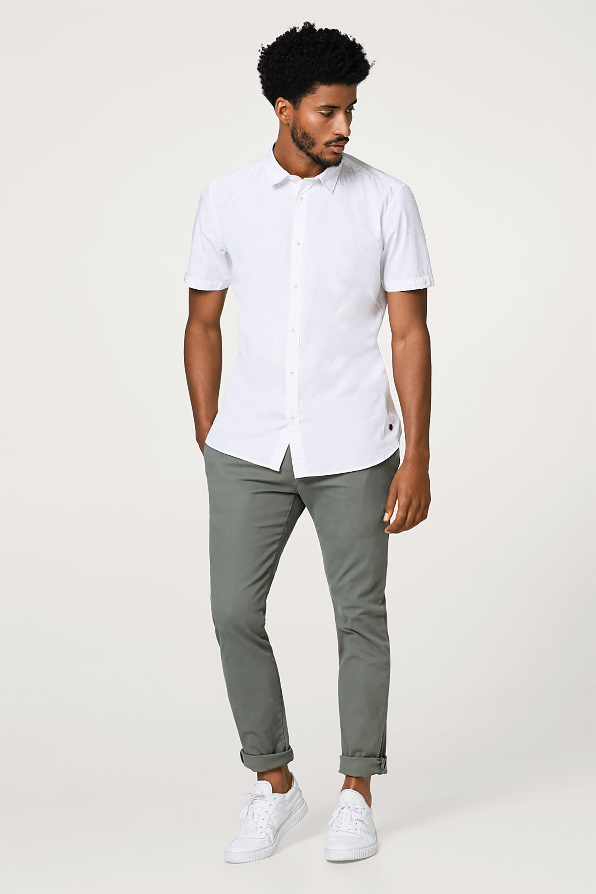 Esprit ανδρικό πουκάμισο με κοντό μανίκι - 068EE2F002 Λευκό φωτογραφία