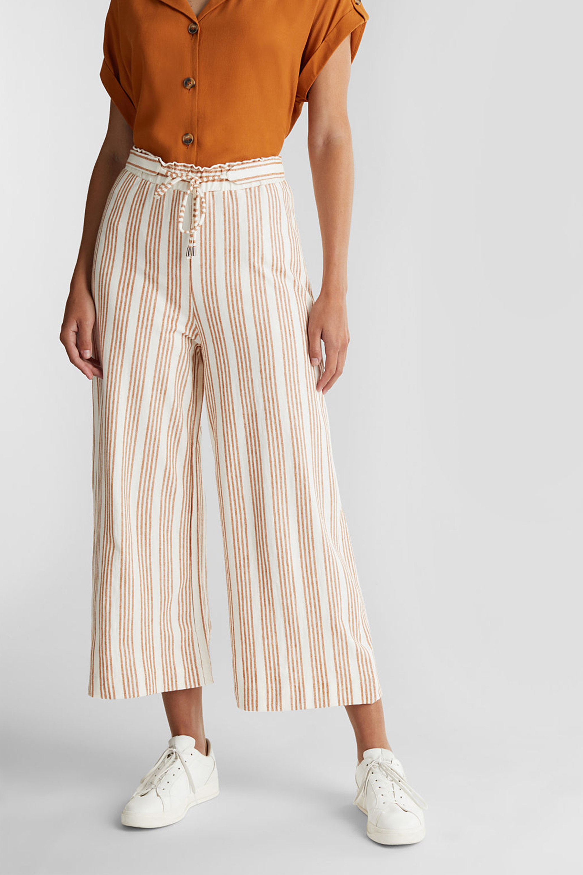 Esprit γυναικείο παντελόνι Culotte με ριγέ σχέδιο - 070EE1B306 Κεραμιδί φωτογραφία