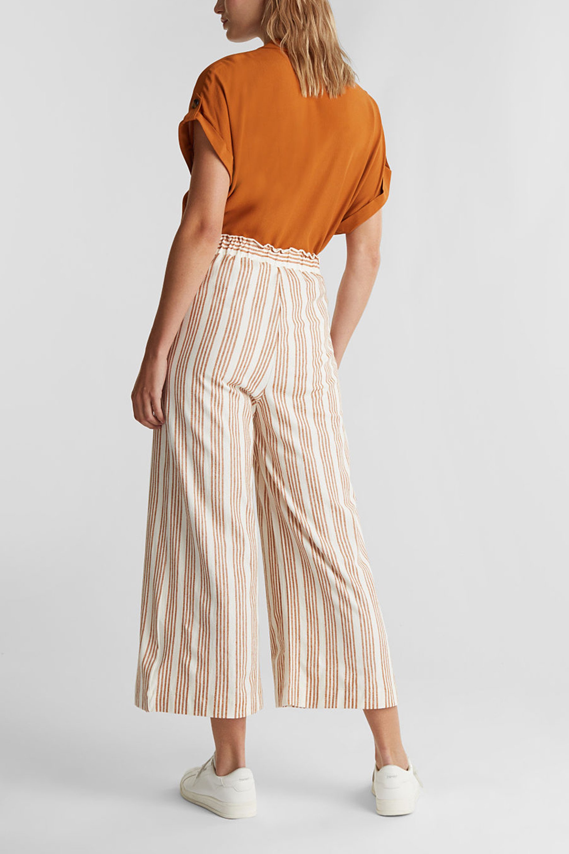 Esprit Γυναικείο Παντελόνι Culotte με Ριγέ Σχέδιο - 070Ee1B306 Κεραμιδί