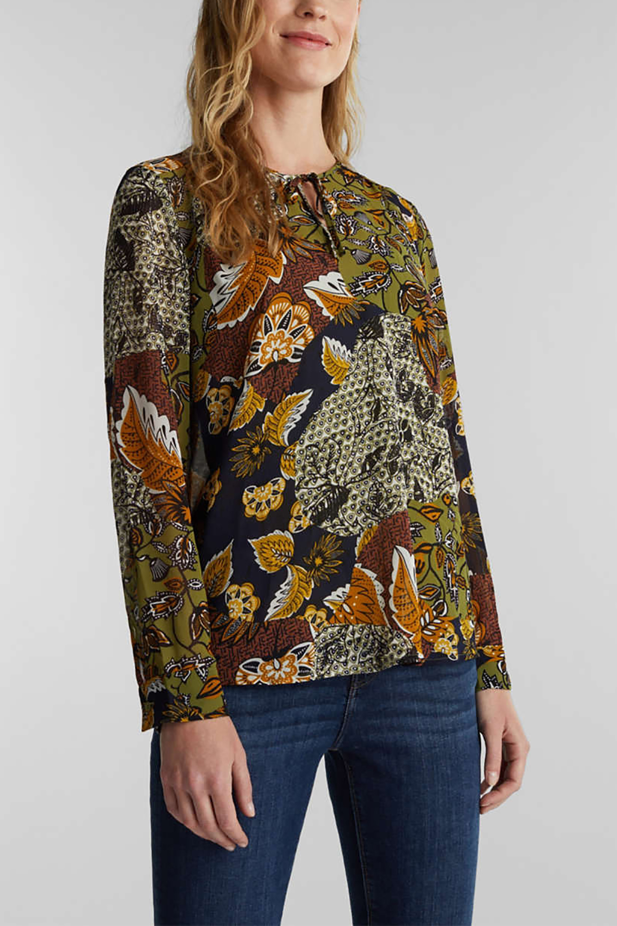 ESPRIT Esprit γυναικεία μπλούζα με floral print - 070EE1F318 Λαδί
