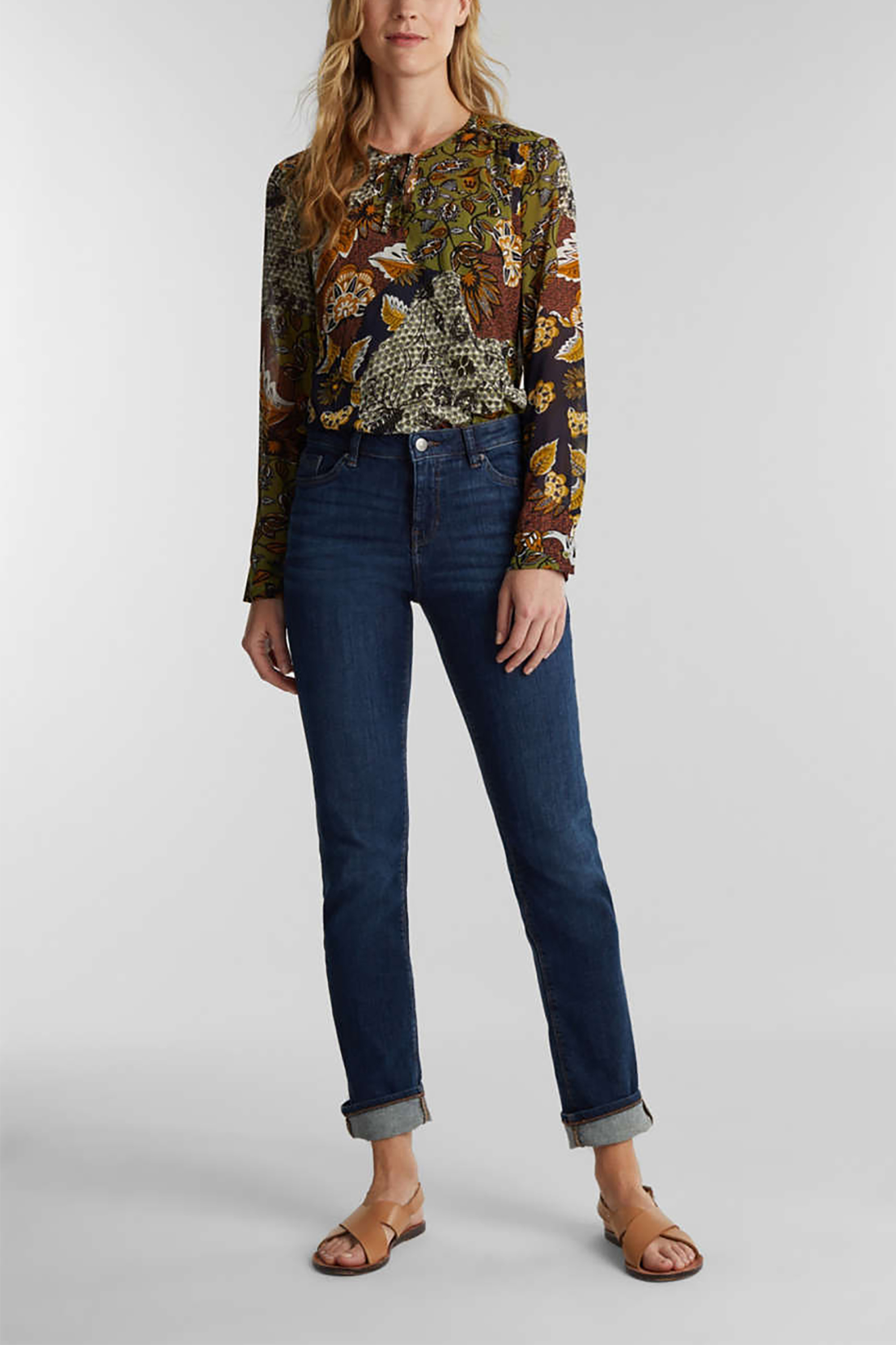 Esprit γυναικεία μπλούζα με floral print - 070EE1F318 Λαδί φωτογραφία