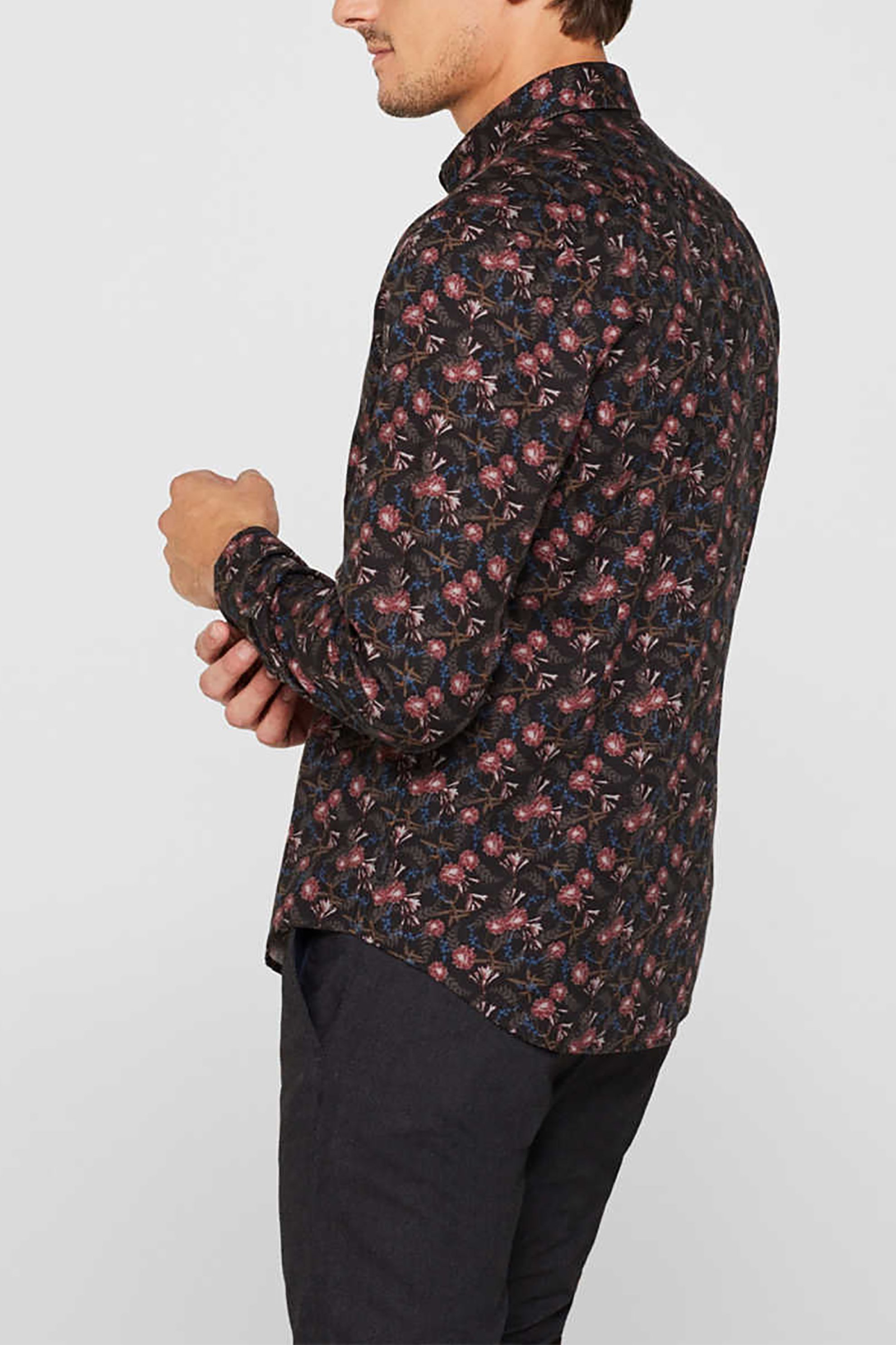 Εsprit ανδρικό πουκάμισο με μικροσχέδιο slim fit - 109EE2F008 Μαύρο φωτογραφία