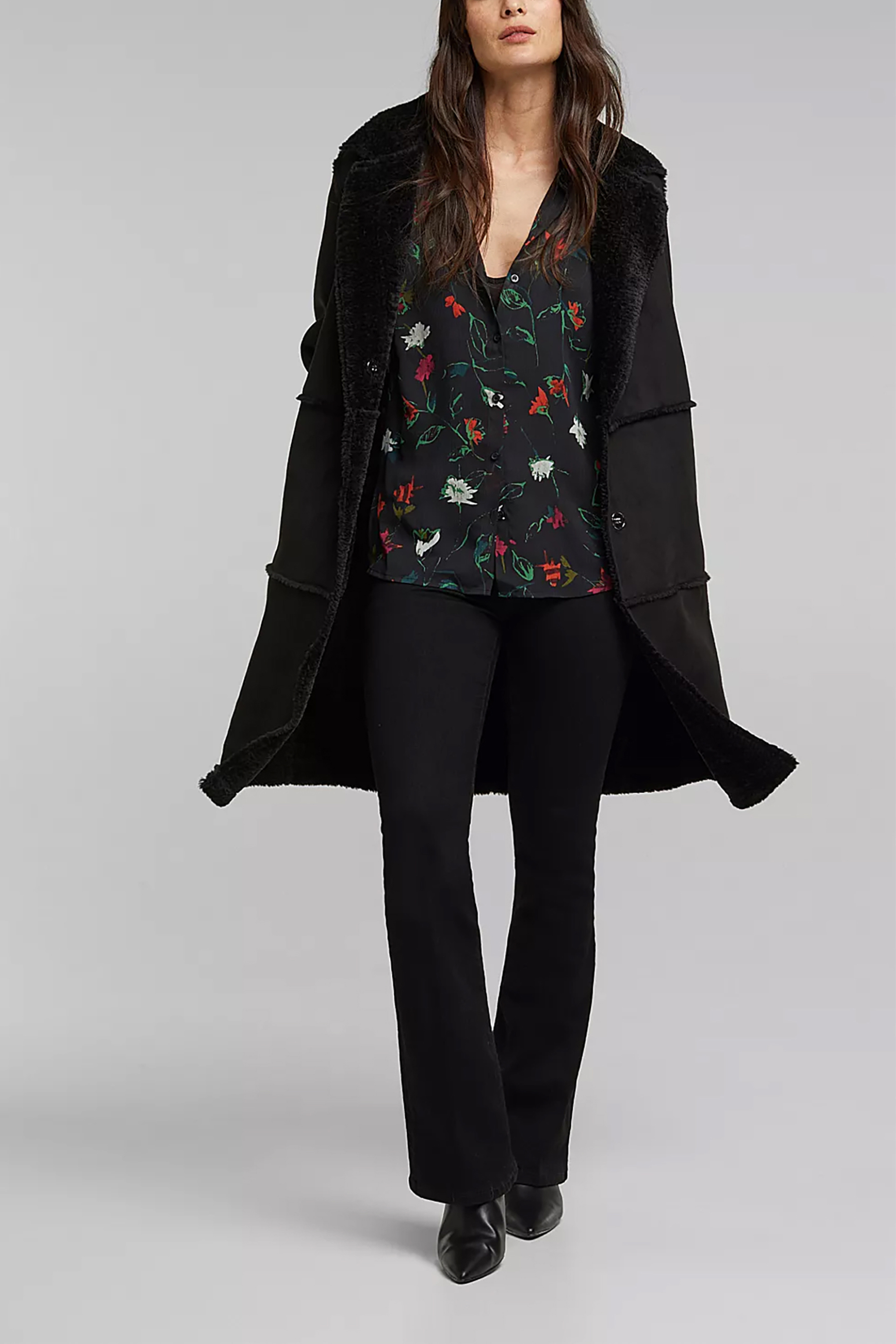 Esprit γυναικείο πουκάμισο με all-over floral print - 110EE1F301 Μαύρο φωτογραφία