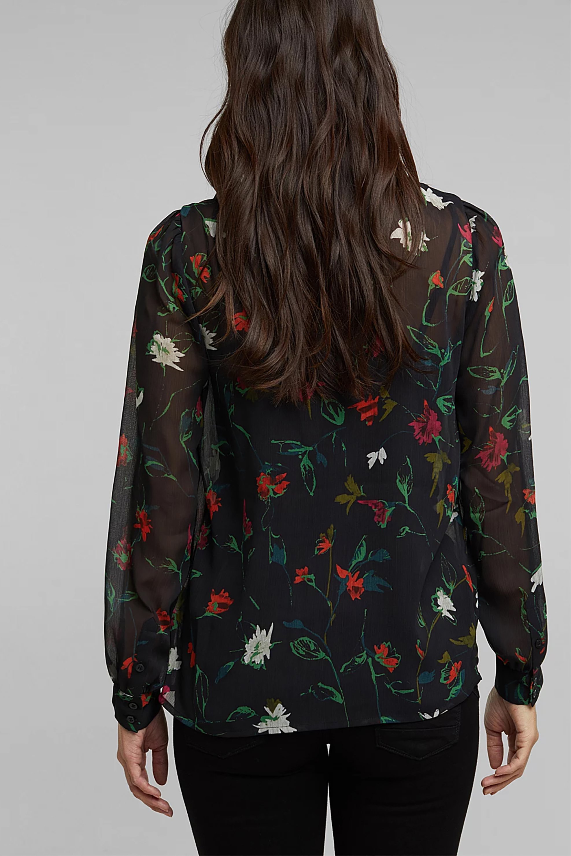 Esprit Γυναικείο Πουκάμισο με All-Over Floral Print - 110Ee1F301 Μαύρο
