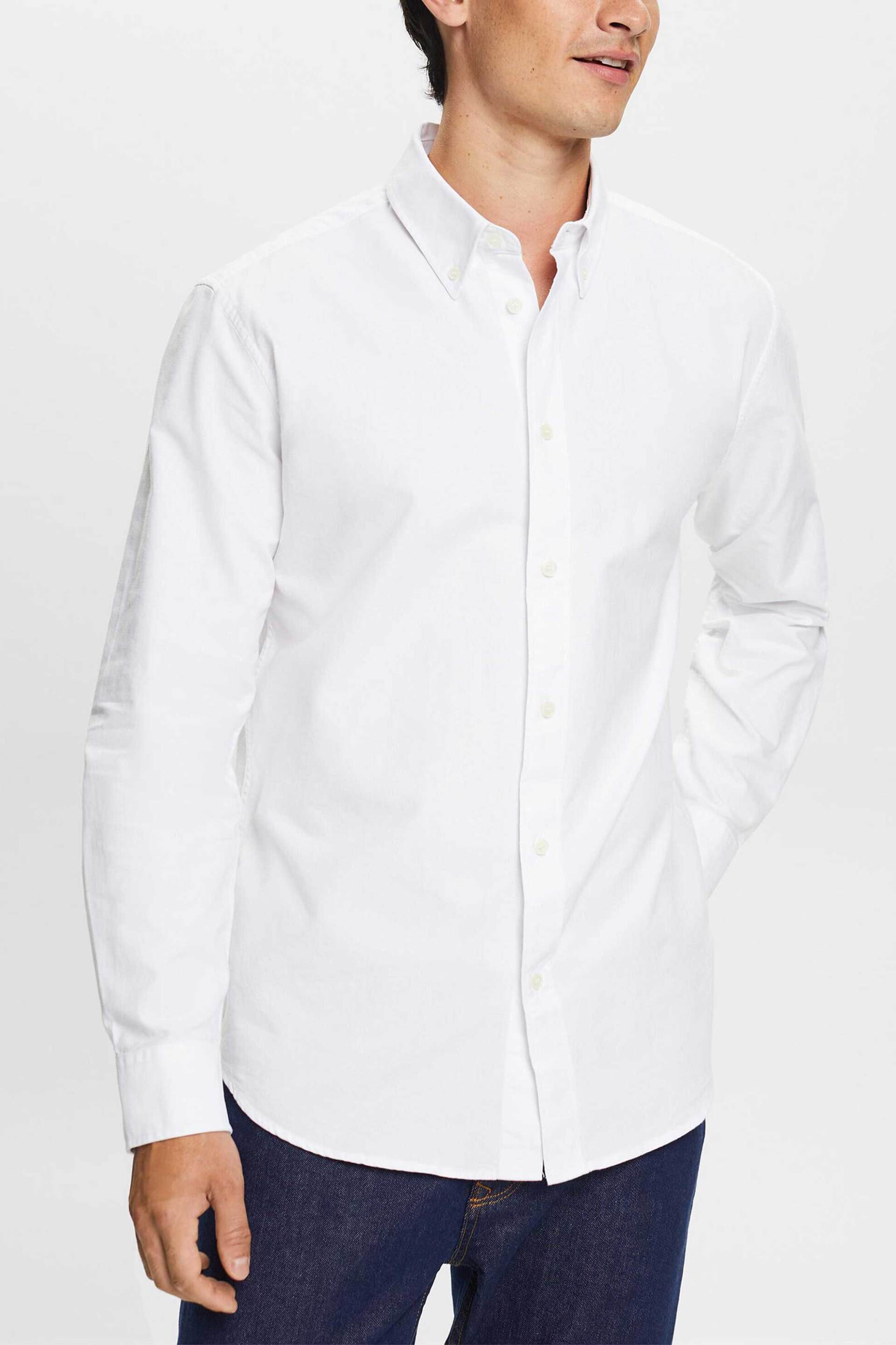 ESPRIT Esprit ανδρικό πουκάμισο button down μονόχρωμο - 993EE2F309 Λευκό