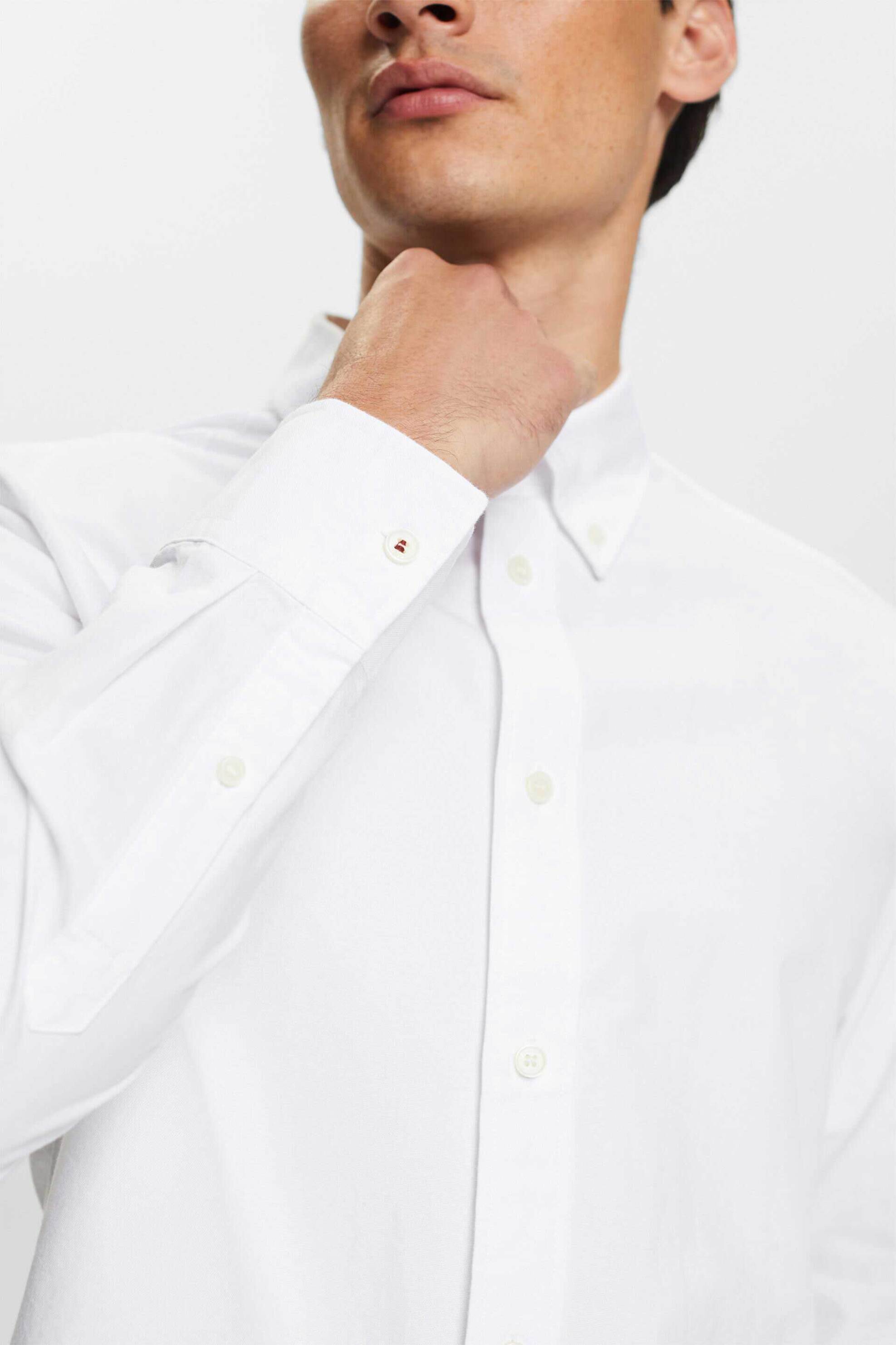 Esprit ανδρικό πουκάμισο button down μονόχρωμο - 993EE2F309 Λευκό φωτογραφία