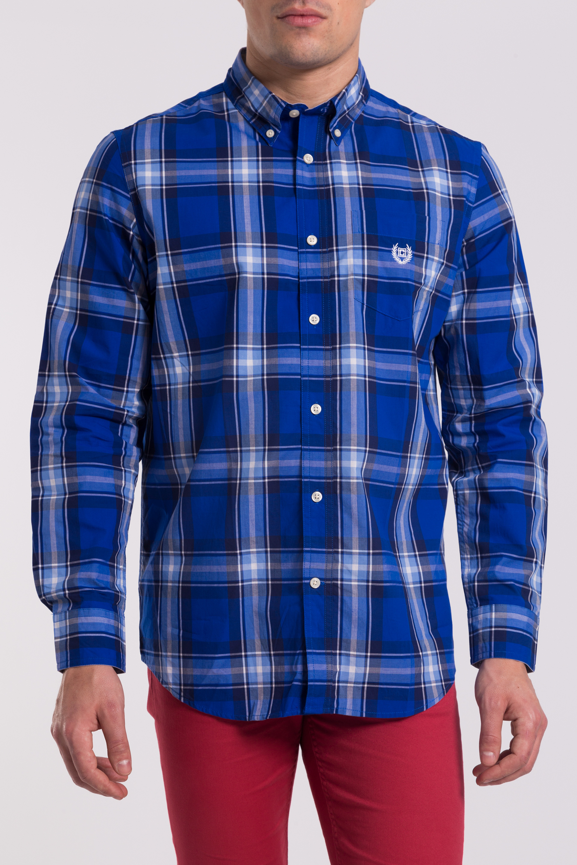 CHAPS Ανδρικό μπλε πουκάμισο με μεγάλο καρό Chaps - F01-CMA08-C0W20 Μπλε
