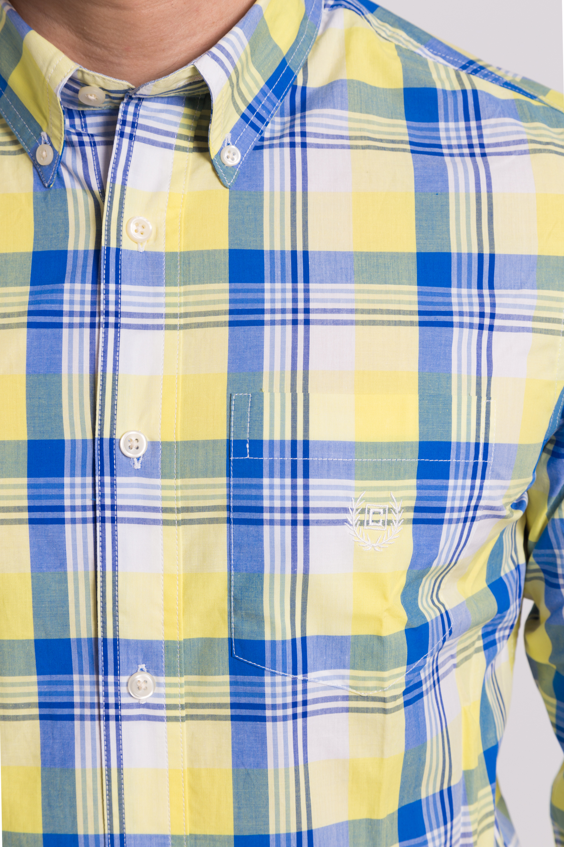 Chaps ανδρικό πουκάμισο button down με καρό σχέδιο Regular Fit - F01-CMA68-C0W60 Κίτρινο φωτογραφία