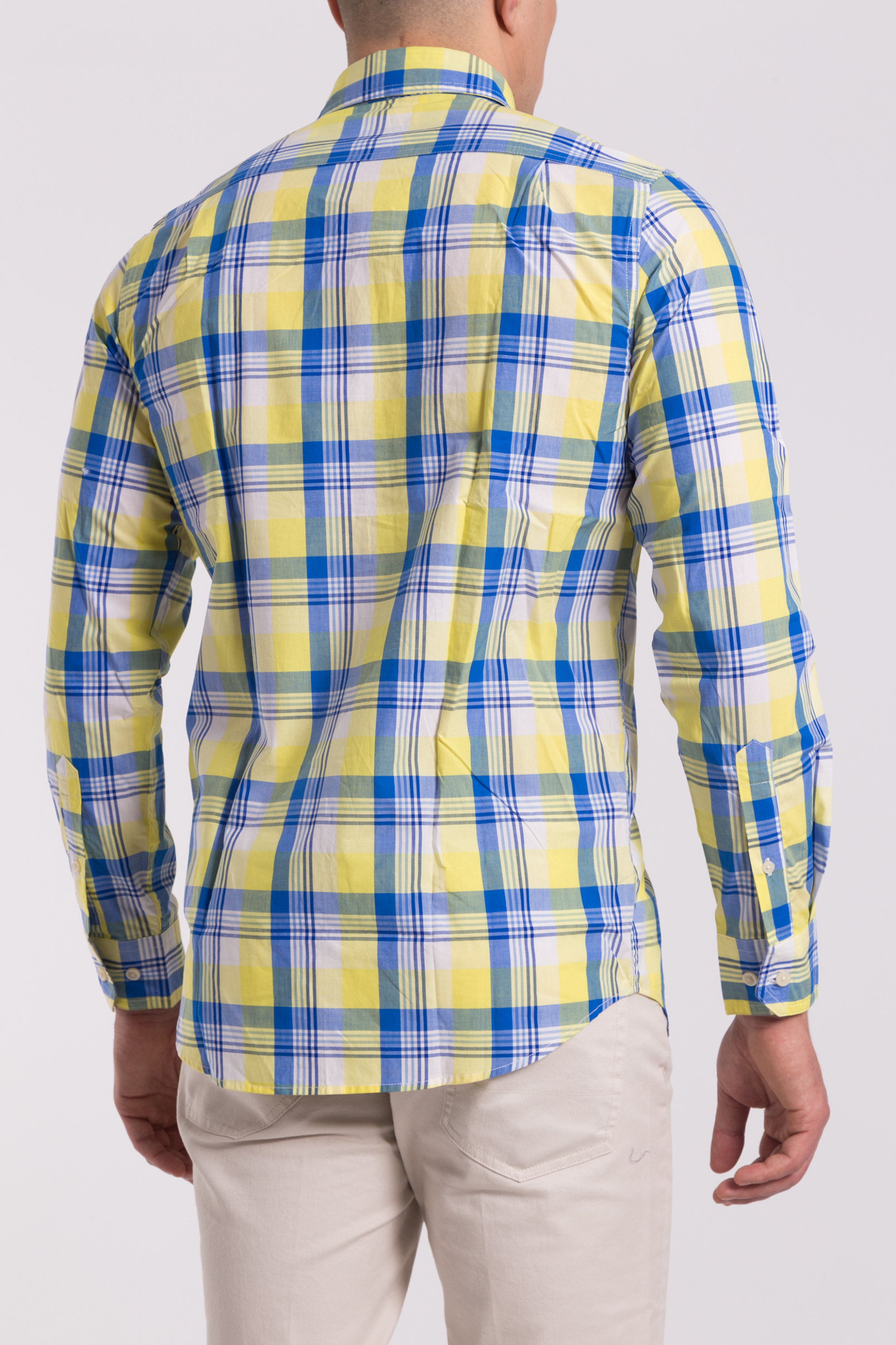 Chaps Ανδρικό Πουκάμισο Button Down με Καρό Σχέδιο Regular Fit - F01-Cma68-C0W60 Κίτρινο