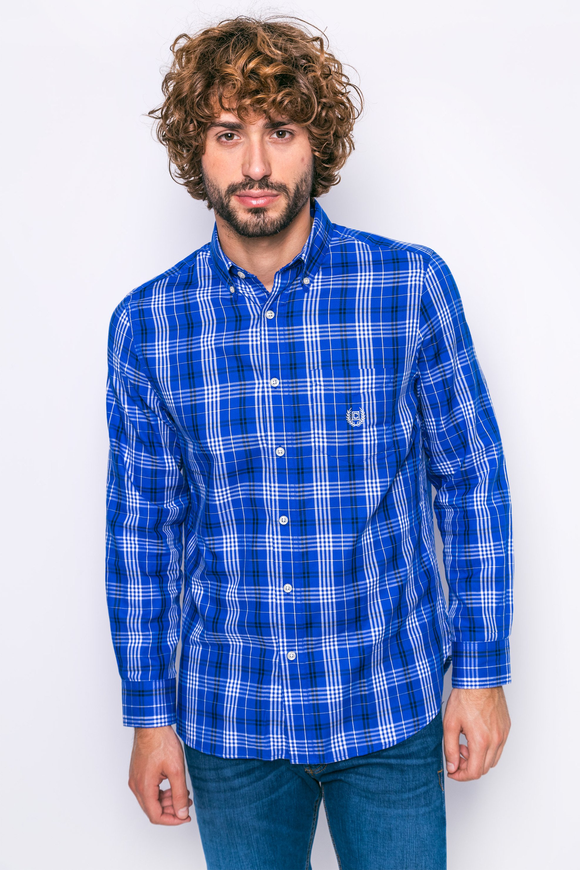 CHAPS Ανδρικό πουκάμισο Chaps - F01-XZAAR-XYAAR Μπλε