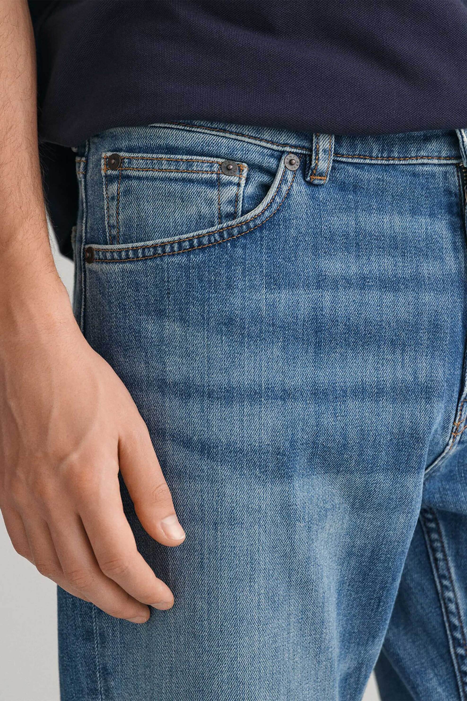 Gant ανδρικό τζην παντελόνι πεντάτσεπο Regular Fit (34L) - 1000261 Denim Blue φωτογραφία