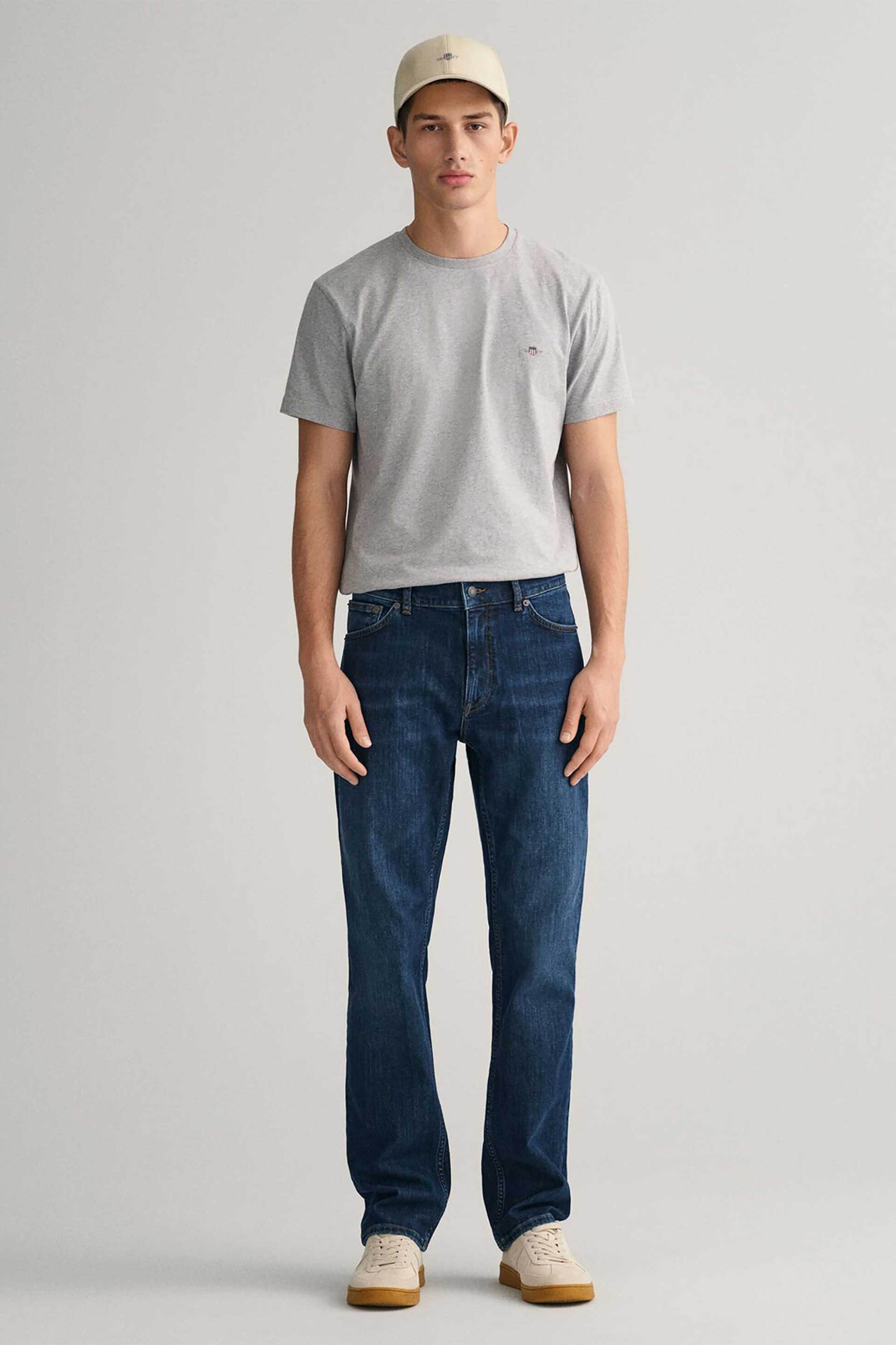 Gant ανδρικό τζιν παντελόνι πεντάτσεπο Regular Fit (36L) - 1000261 Μπλε Σκούρο