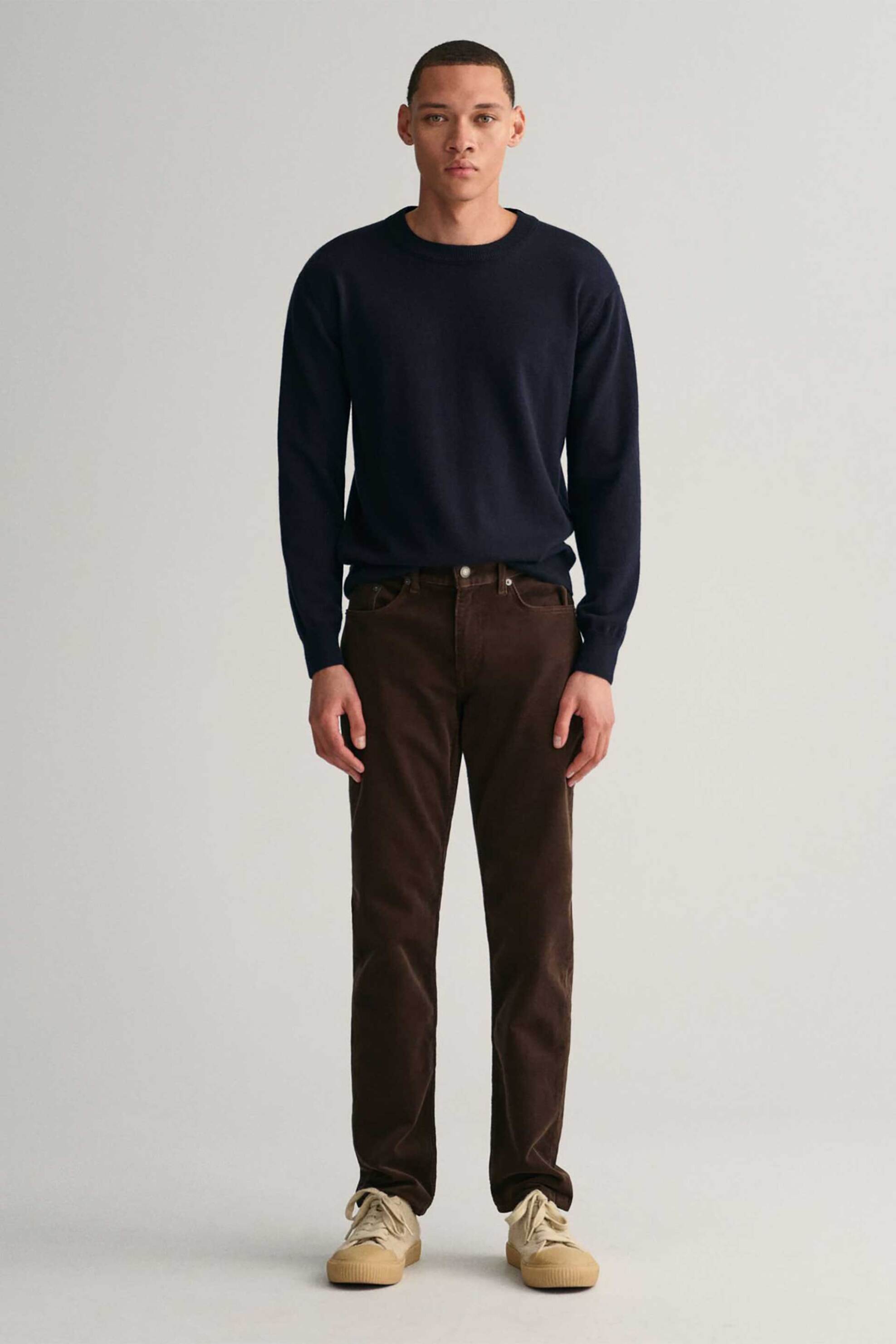 Gant ανδρικό τζιν παντελόνι κοτλέ πεντάτσεπο Slim Fit (34L) - 1000272 Καφέ