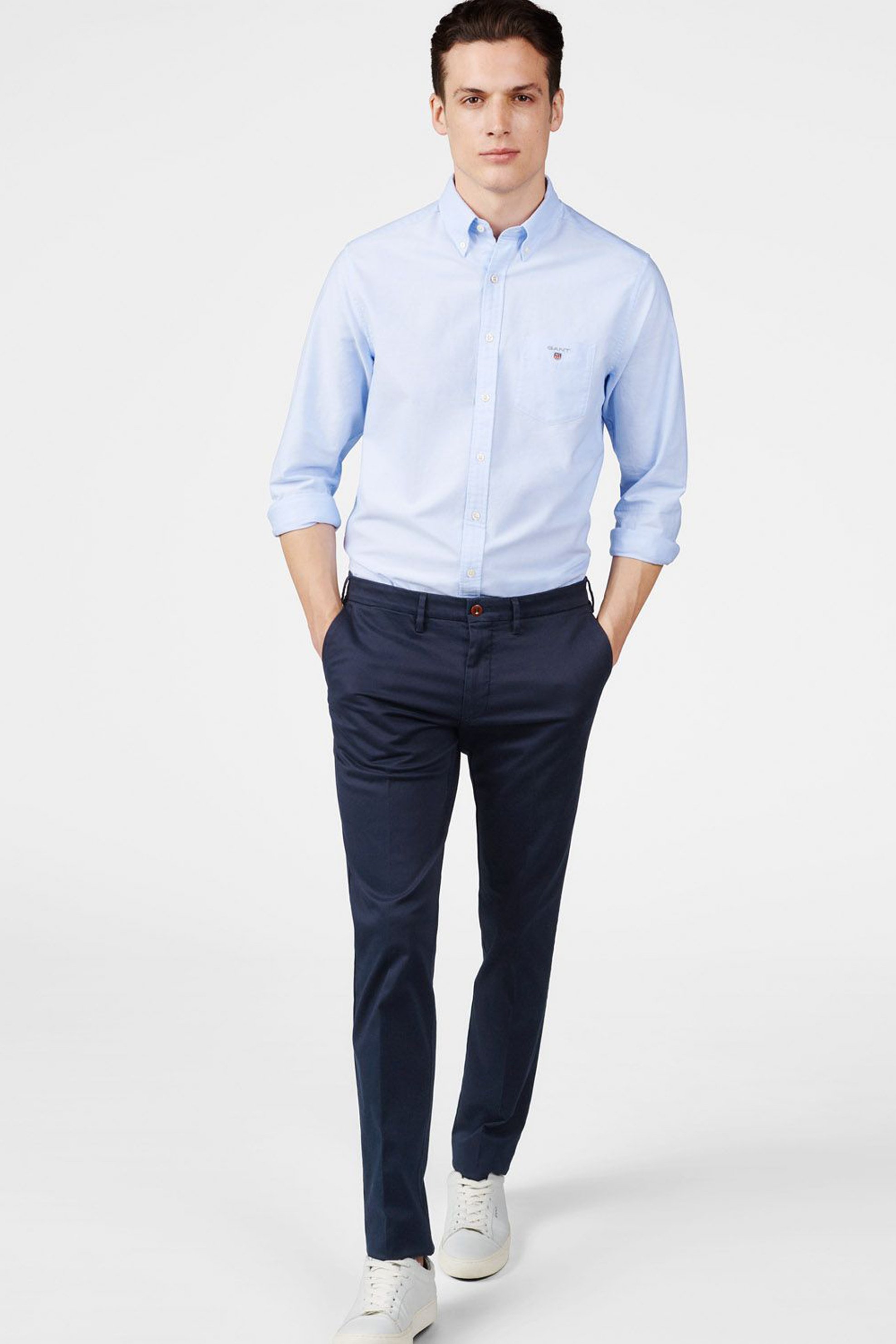 GANT Ανδρικό παντελόνι Tailored Satin Slacks GANT - 1500035 Μπλε Σκούρο