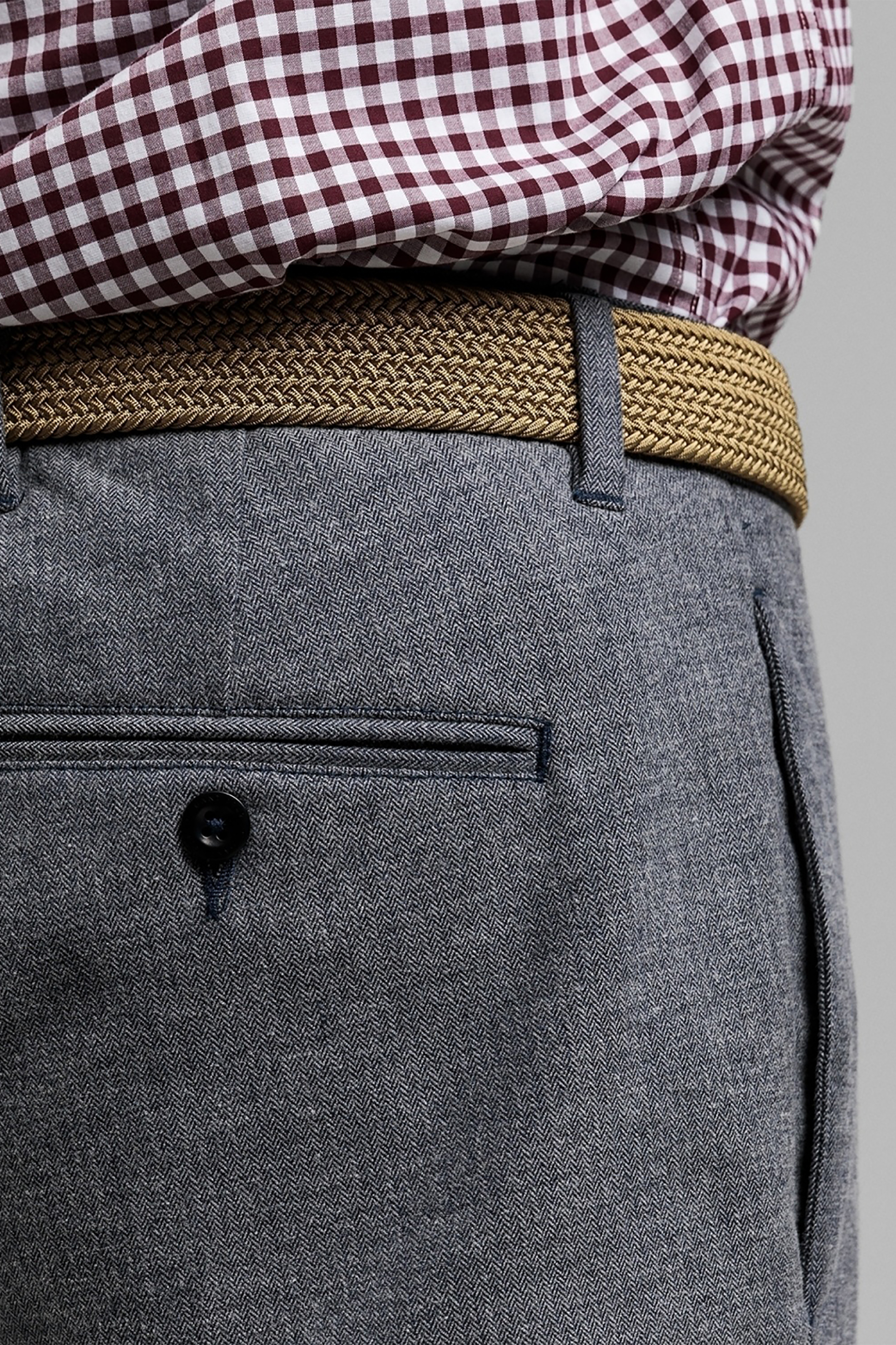 Gant Ανδρικό Chino Παντελόνι Slim Fit Ηerringbone - 1505074 Γκρι
