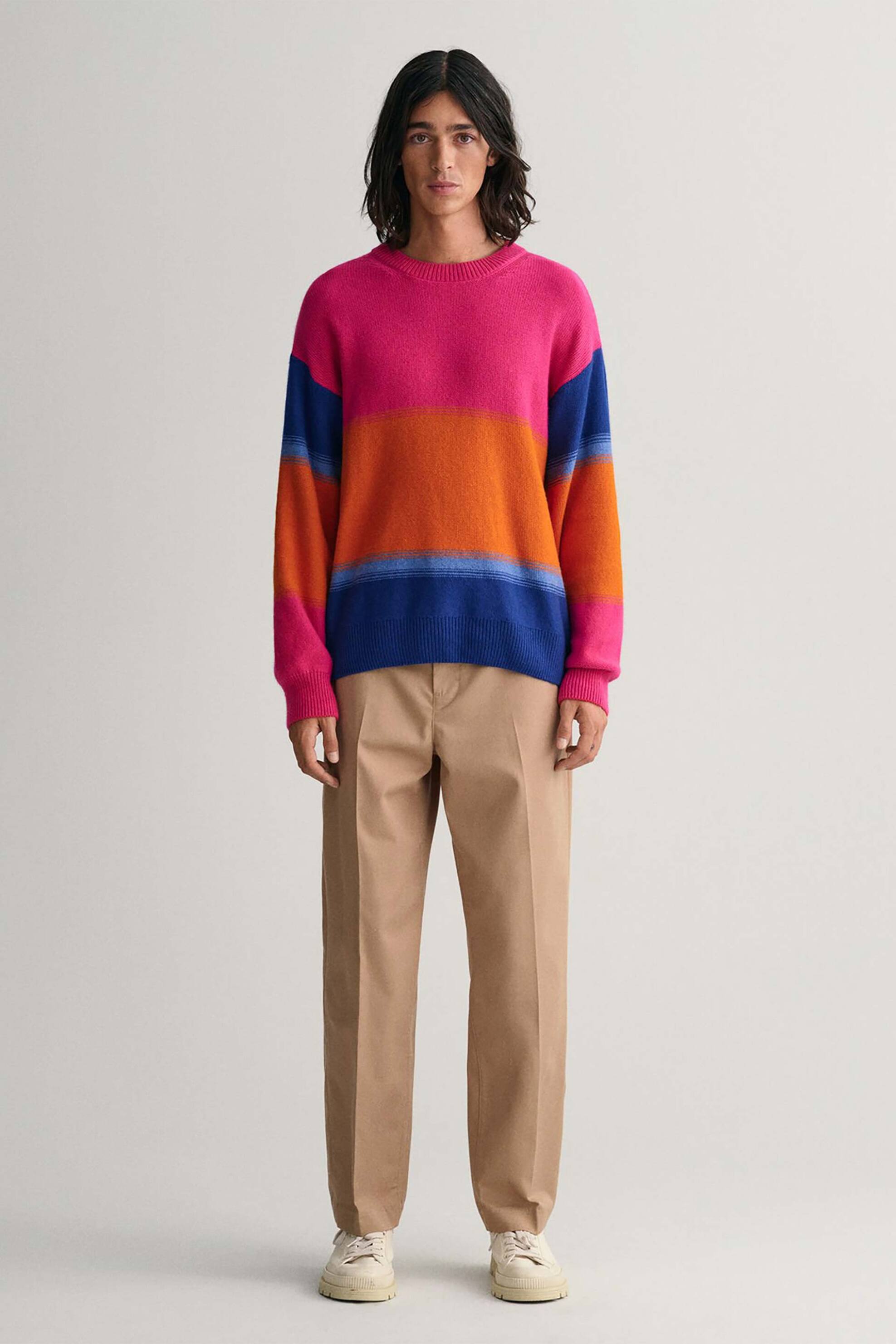 Gant ανδρικό chino παντελόνι μονόχρωμο με θηλιές για ζώνη και τσέπες Loose Fit - 1505199 Καμηλό