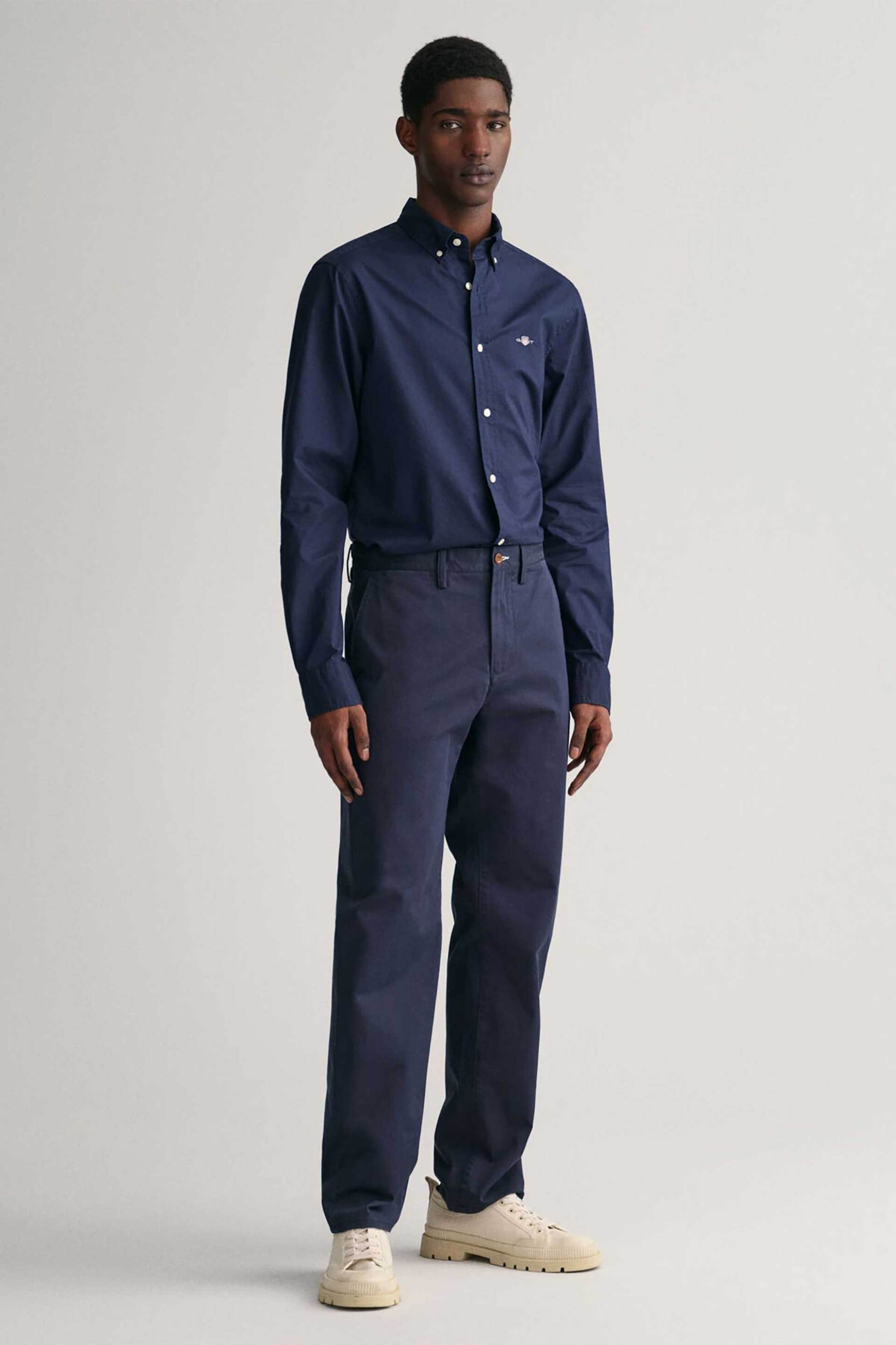 Gant ανδρικό chino παντελόνι Regular Fit (34L) - 1505222 Μπλε Σκούρο