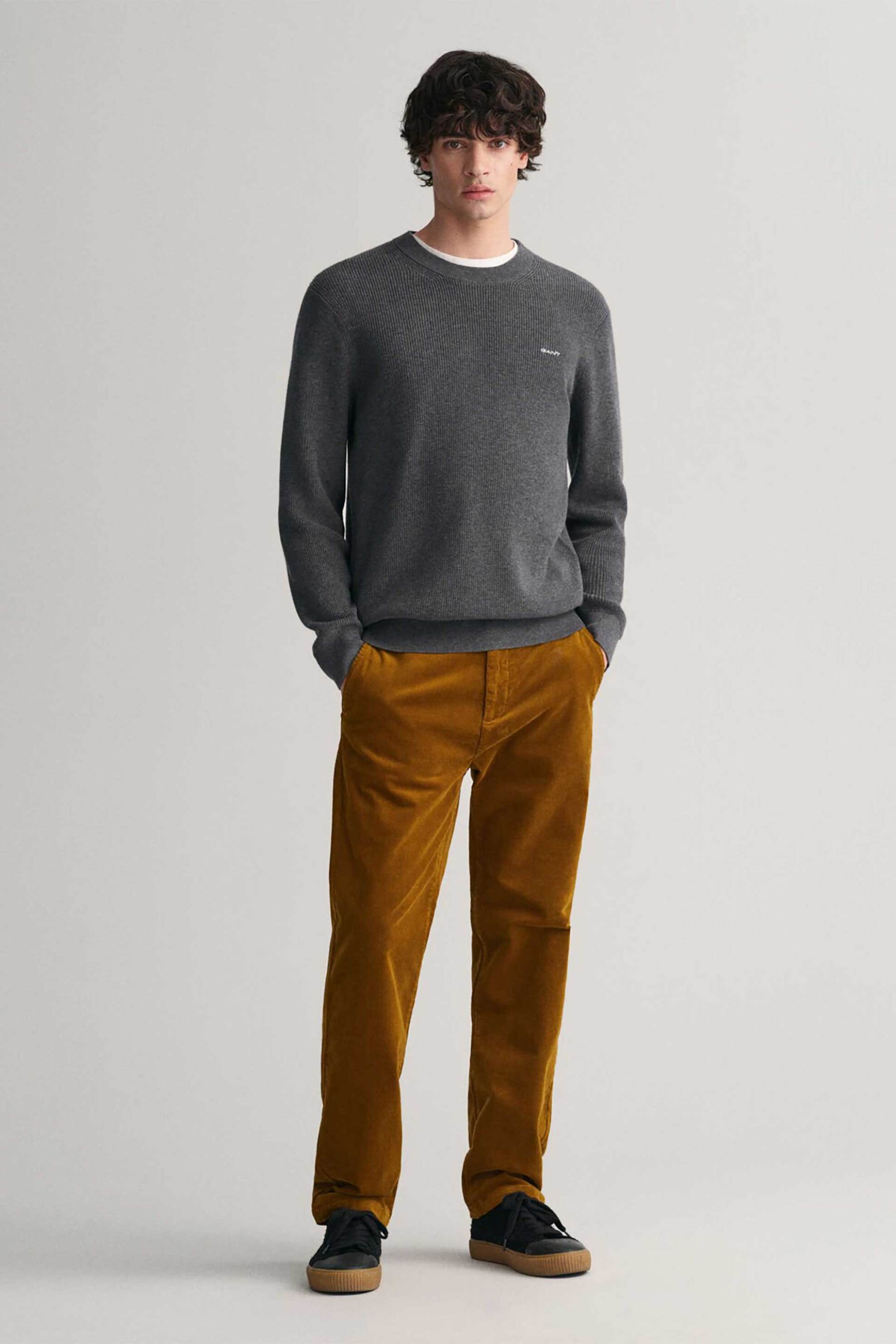 Gant ανδρικό chino παντελόνι κοτλέ Regular Fit (34L) - 1505233 Καφέ