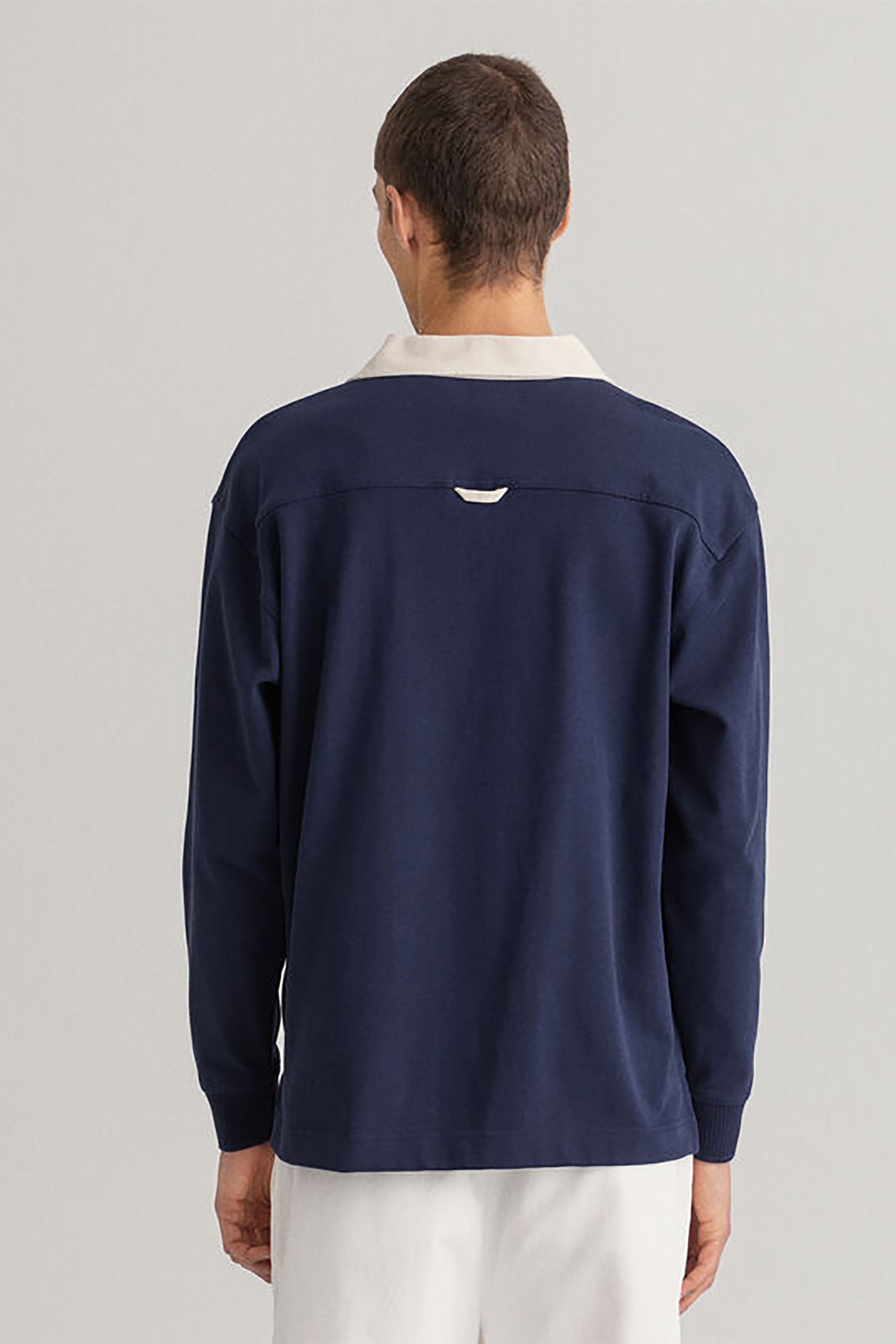 Gant Ανδρική Μπλούζα με Contrast Γιακά Κορδόνια Rough Weather Lace Up - 2005078 Μπλε Σκούρο