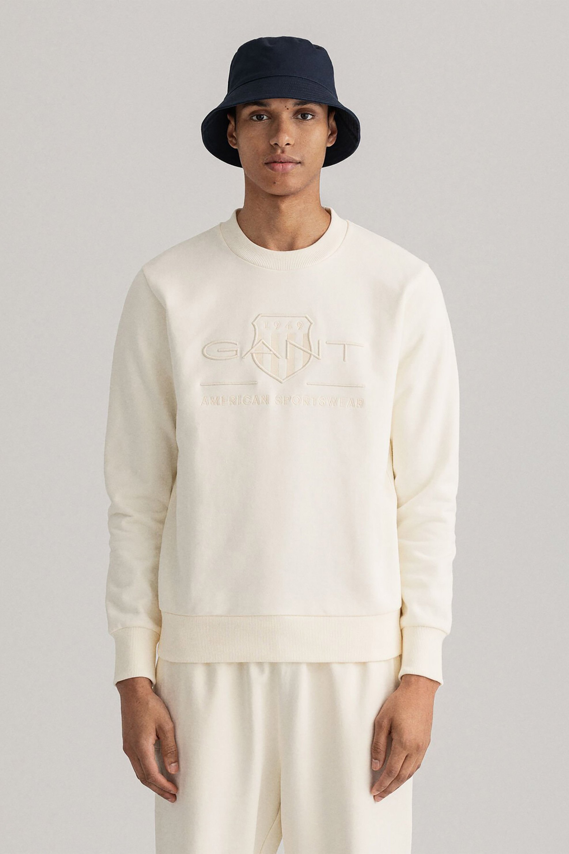 GANT Gant ανδρική μπλούζα φούτερ με κεντημένο λογότυπο "Tonal Archive Shield" - 2036017 Λευκό