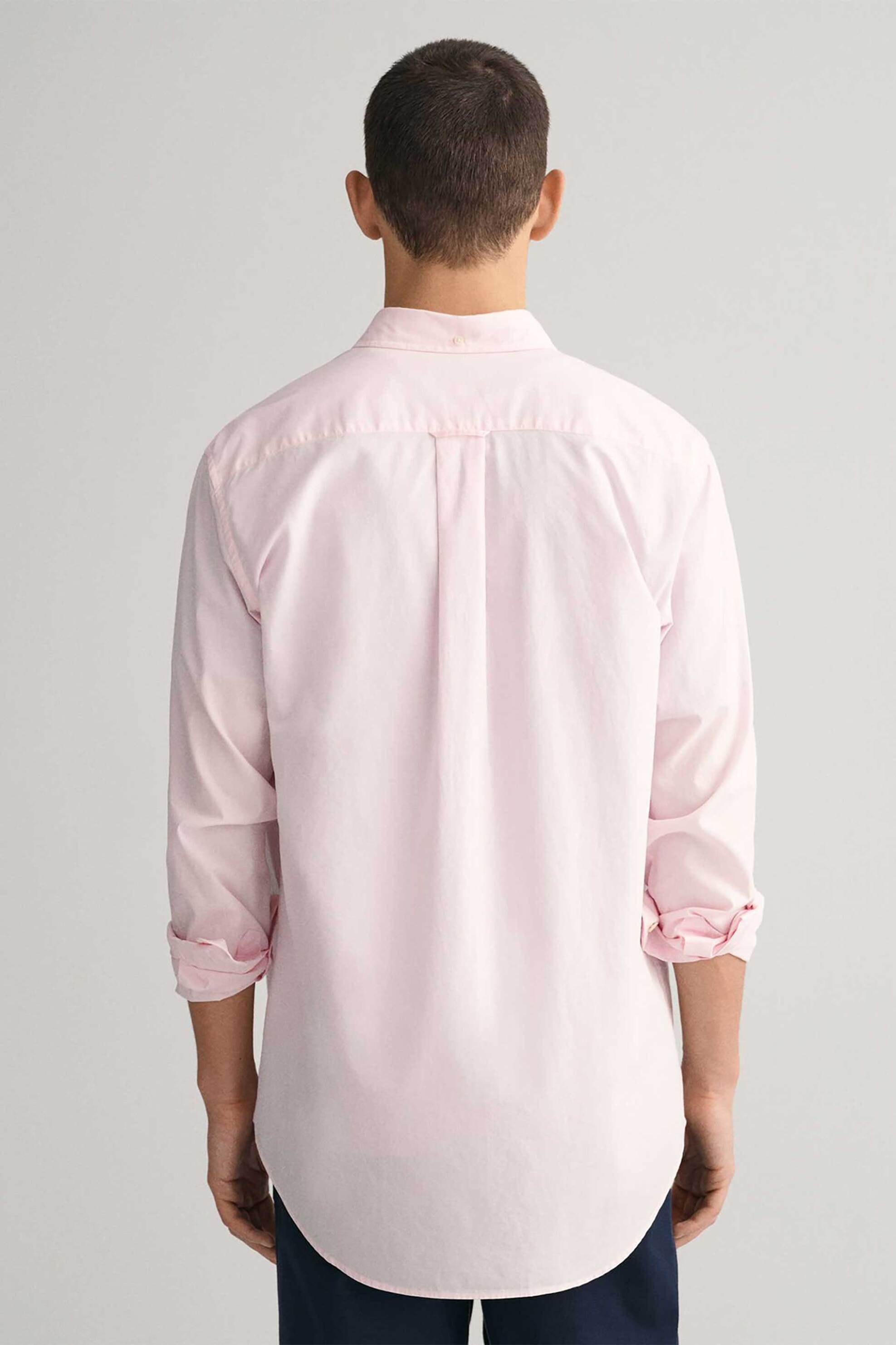 Gant Ανδρικό Πουκάμισο Poplin Button Down με Τσέπη Και Κεντημένο Λογότυπο Regular Fit - 3000100 Ροζ Ανοιχτό