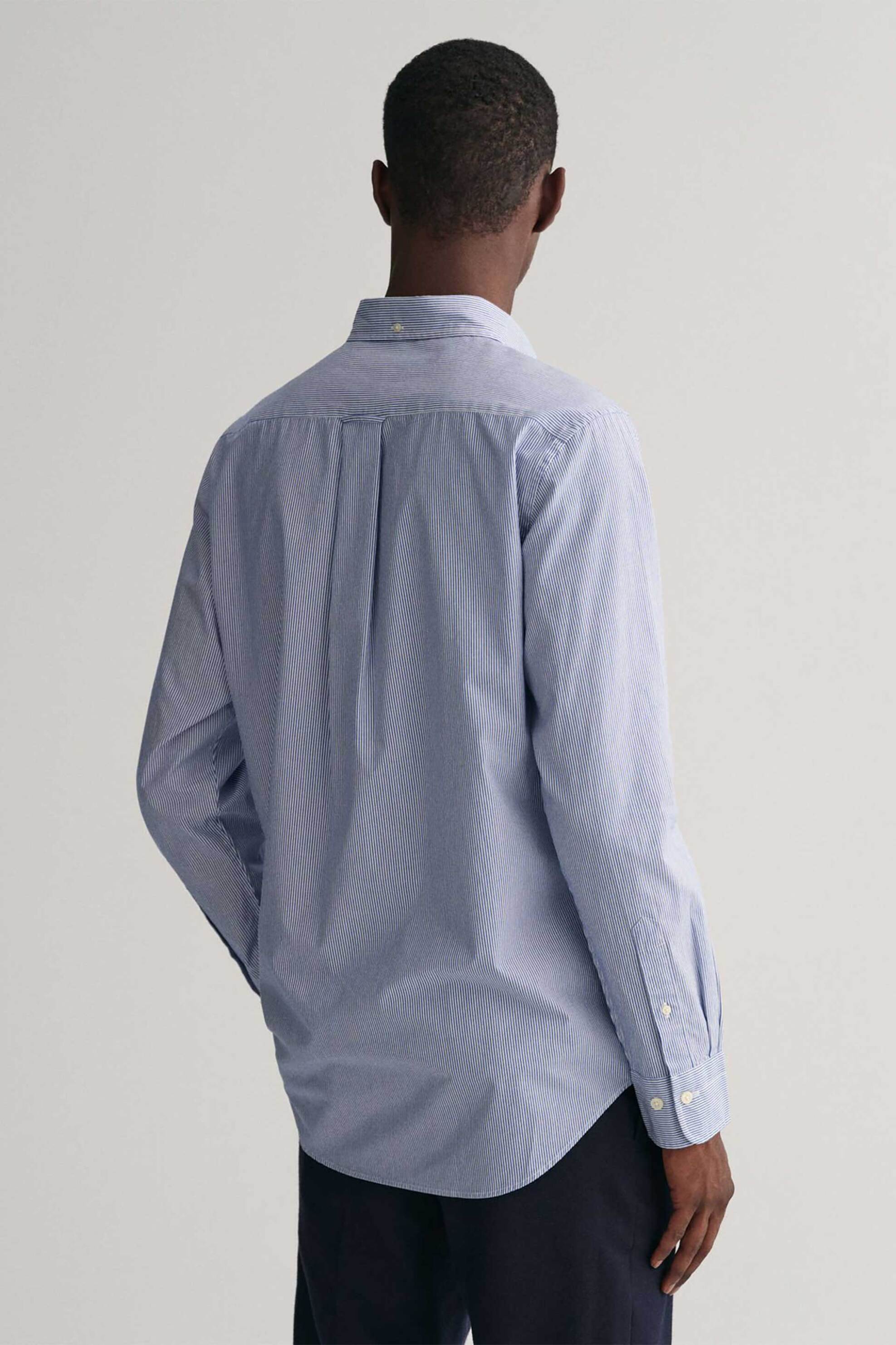 Gant Ανδρικό Πουκάμισο Button Down με Ψιλό Ριγέ Σχέδιο Και Τσέπη Κεντημένο Λογότυπο Regular Fit - 3000140 Μπλε