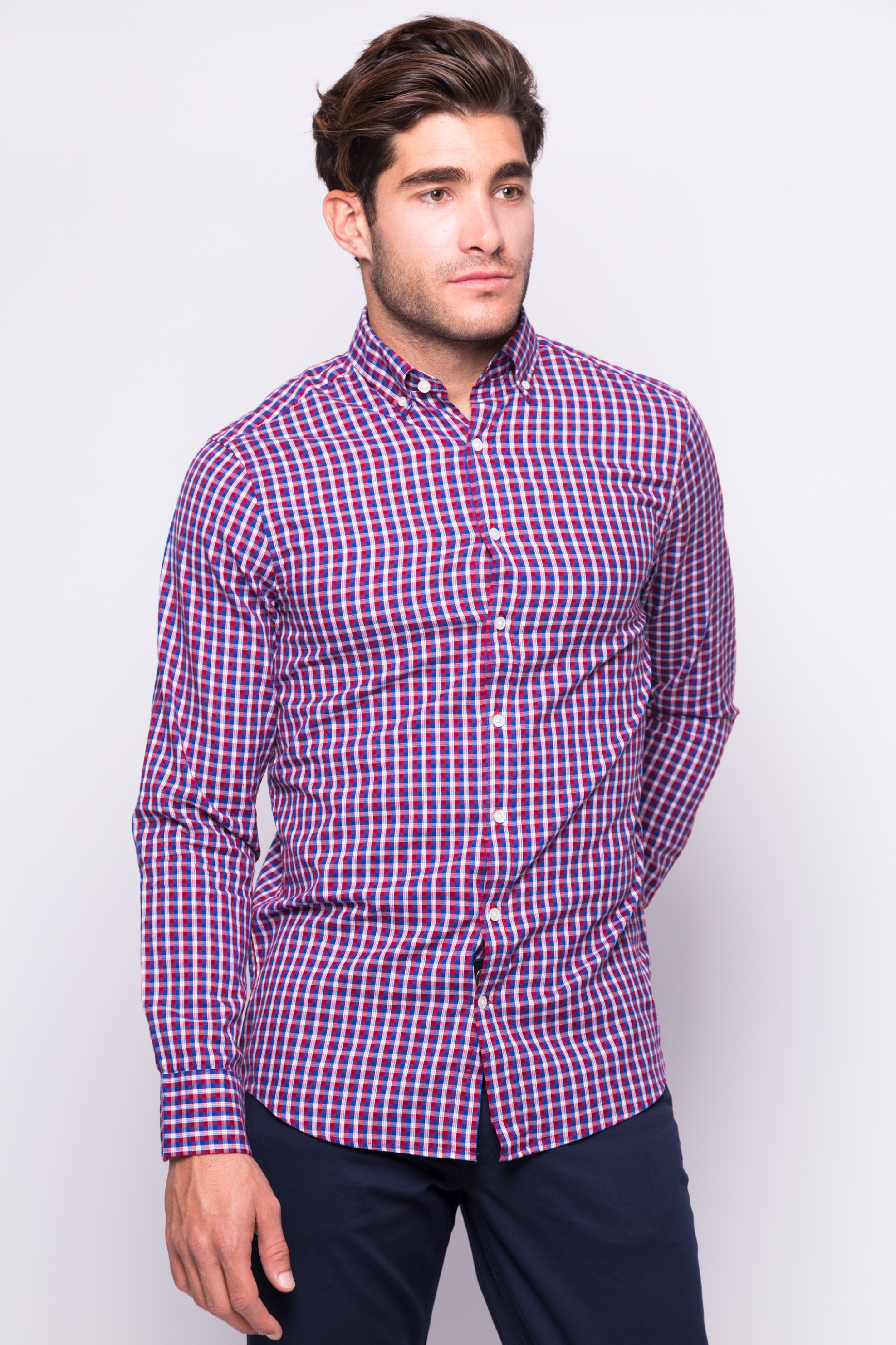 Gant ανδρικό πουκάμισο με καρό σχέδιο - 3003730 Μπορντό