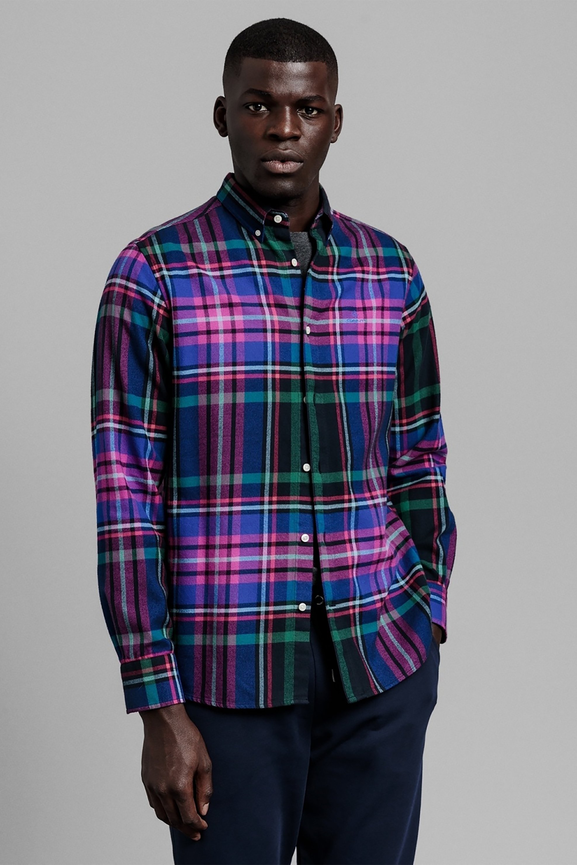 Gant ανδρικό πουκάμισο με καρό σχέδιο ''Scaled-Up Flannel'' - 3009770 Μπλε