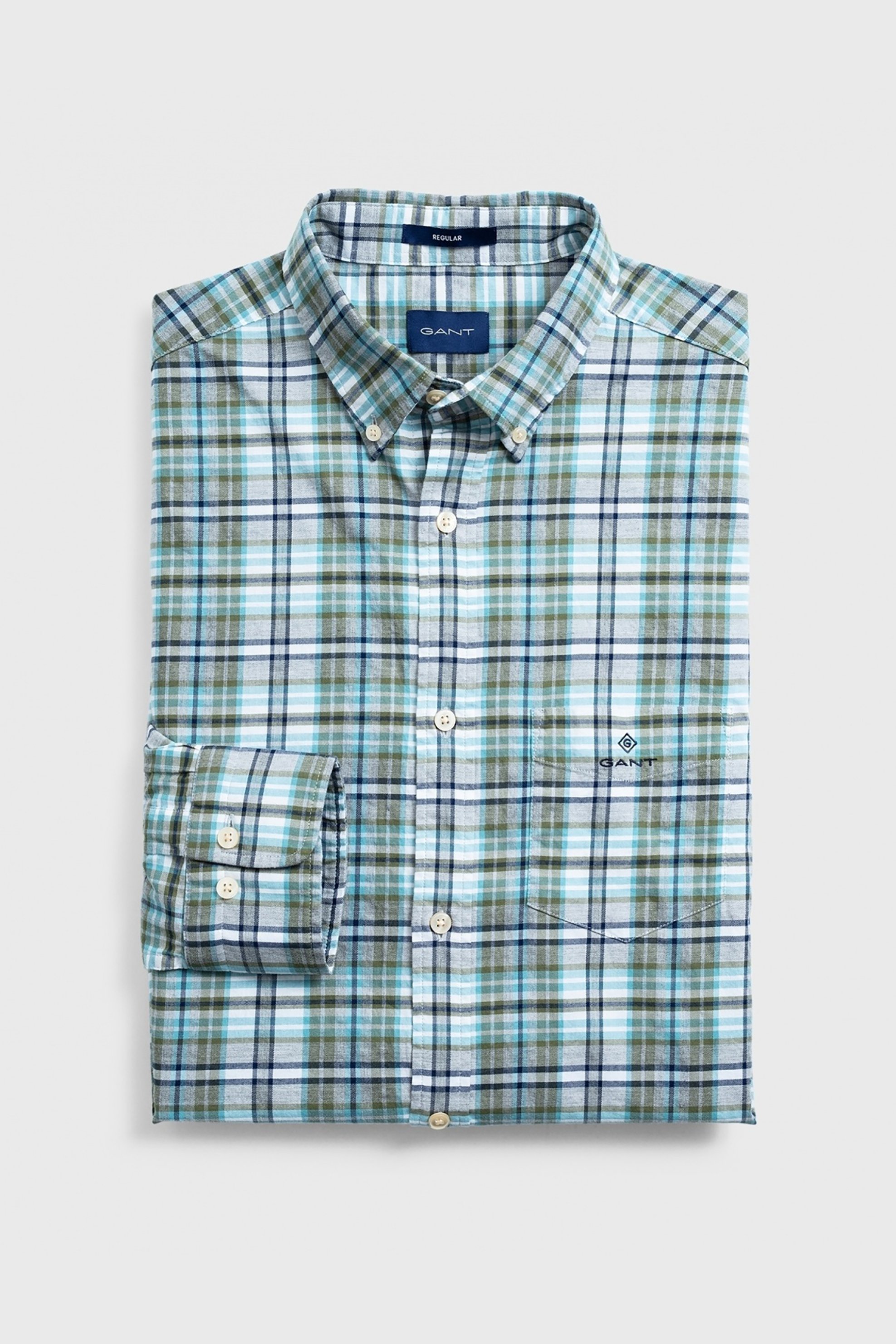 Gant ανδρικό καρό πουκάμισο Regular Winter Twill Melange Plaid - 3011430 Λαδί