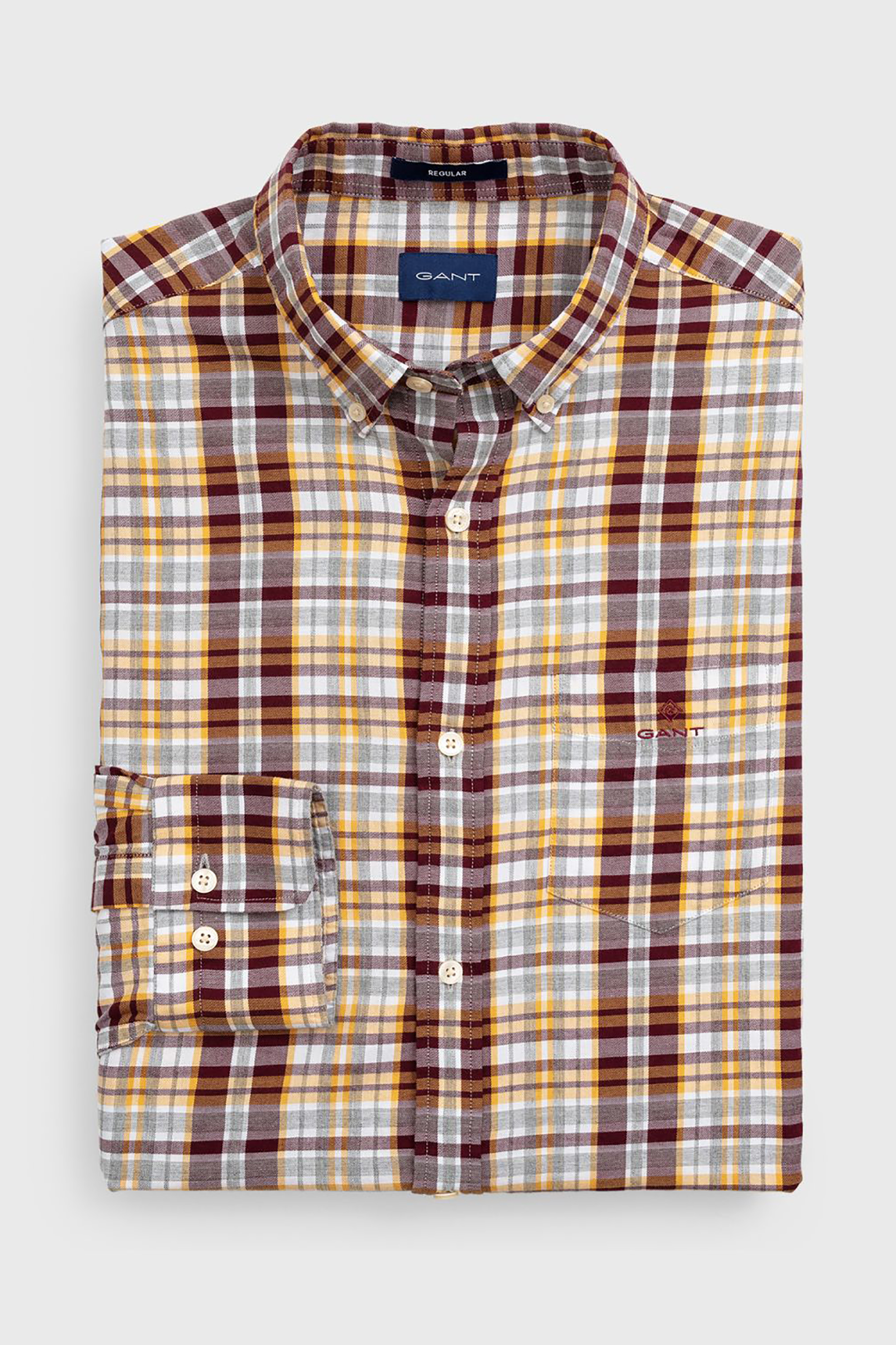 Gant Ανδρικό Καρό Πουκάμισο Regular Winter Twill Melange Plaid - 3011430 Καφέ