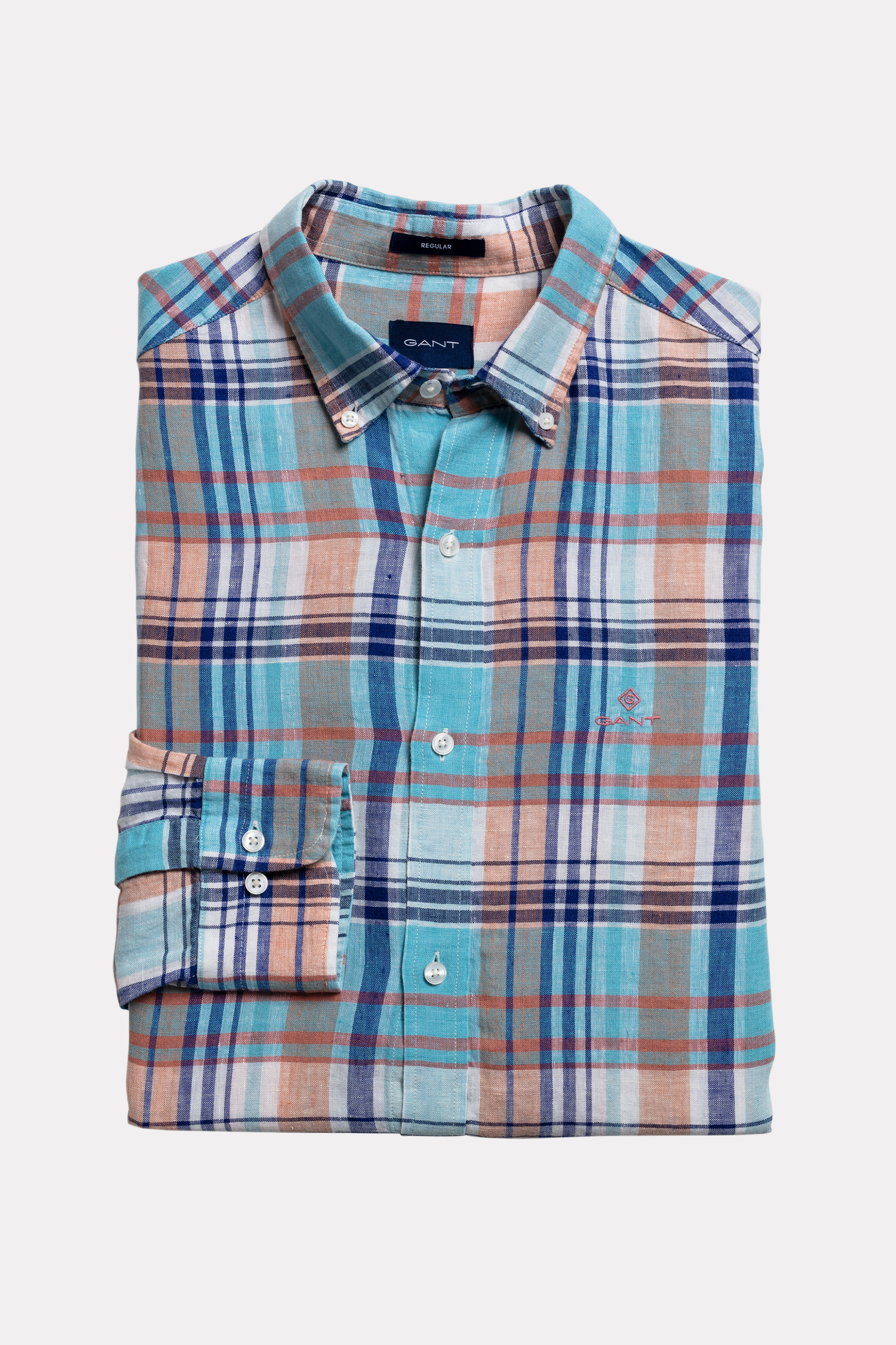 Gant ανδρικό καρό λινό πουκάμισο με button-down γιακά "Madras" - 3013520 Βεραμάν