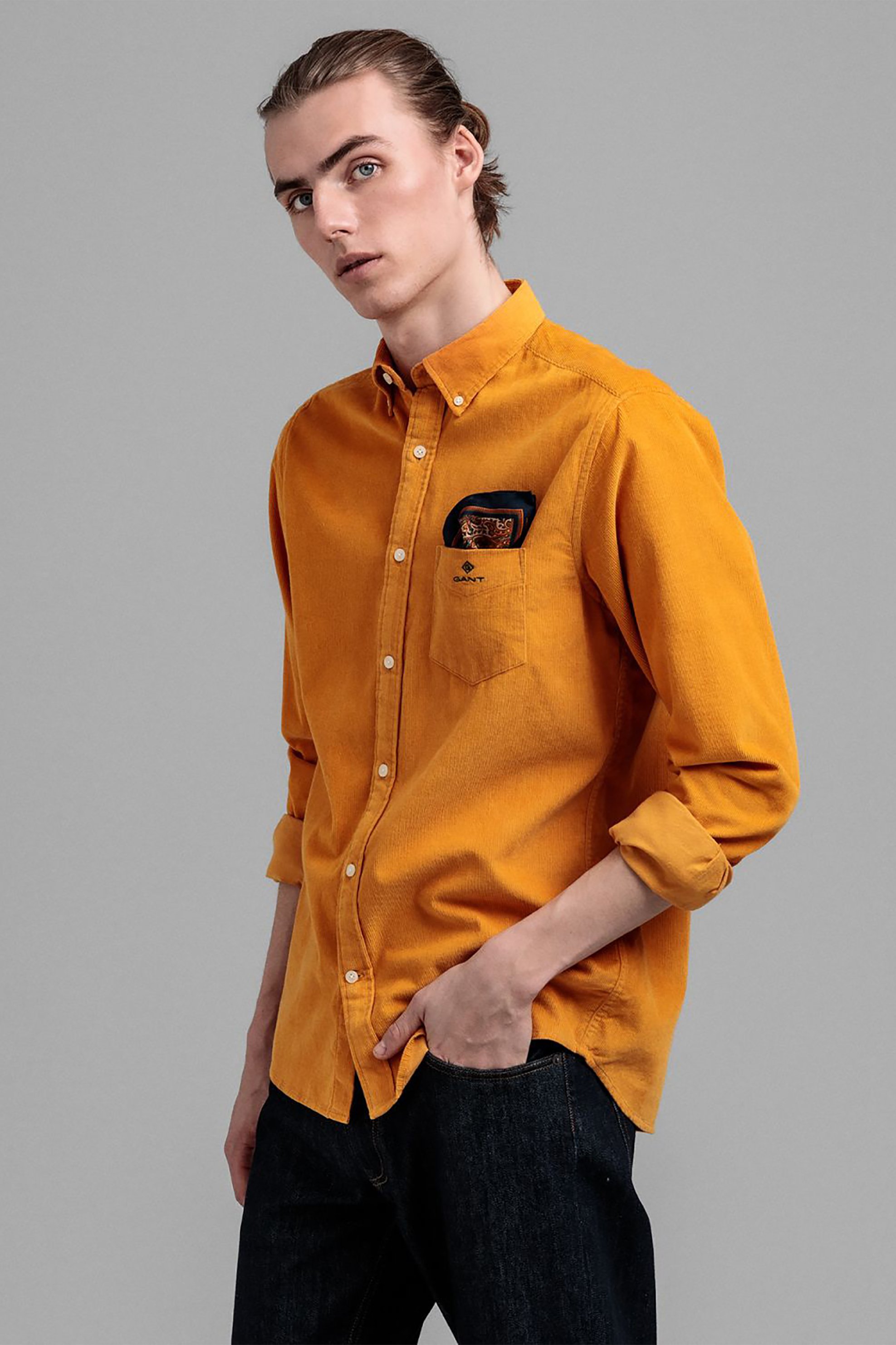 Gant ανδρικό πουκάμισο κοτλέ με μία τσέπη Regular Fit - 3016820 Κίτρινο