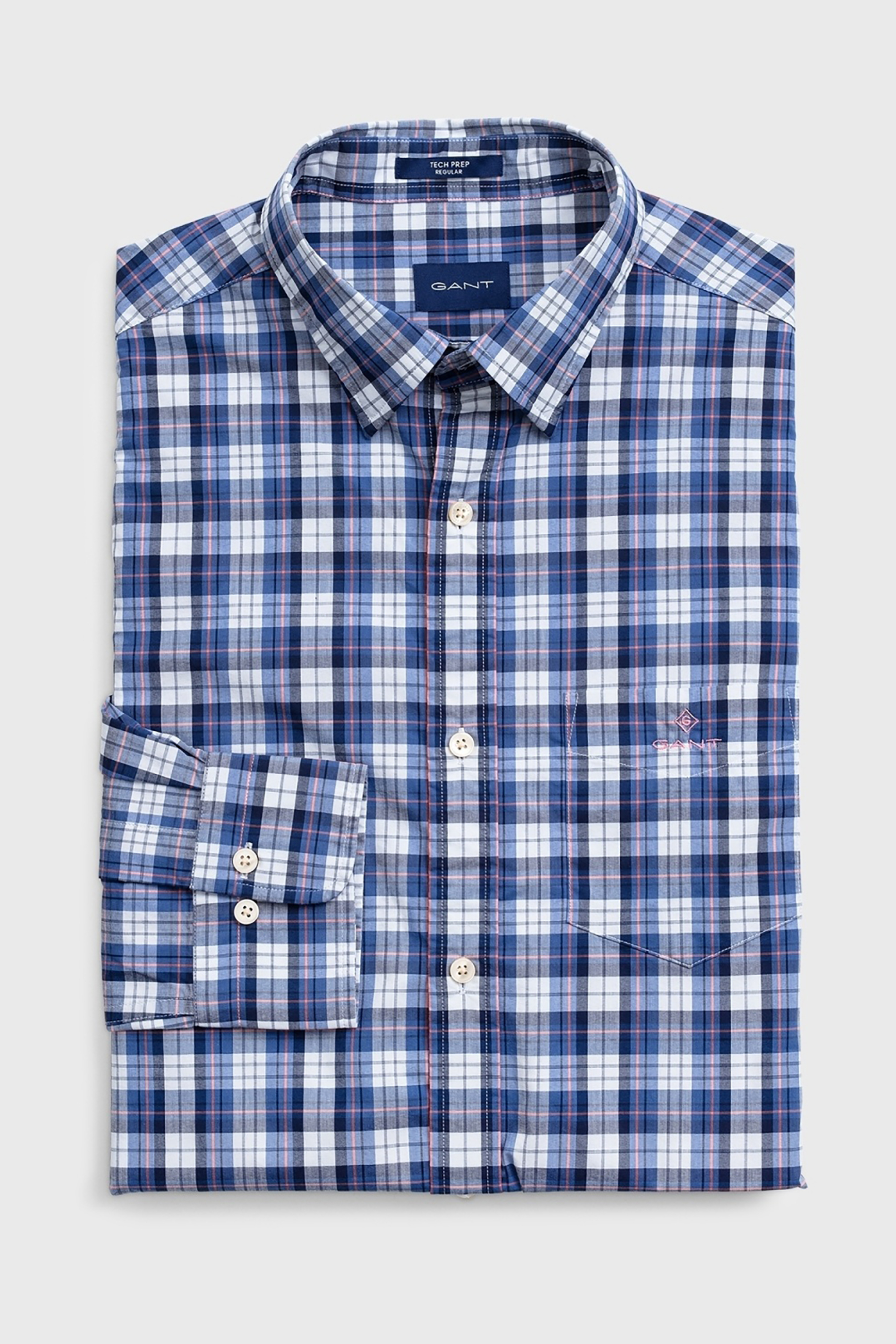 Gant ανδρικό πουκάμισο καρό Tech Prep™ Broadcloth Check - 3018230 Μπλε