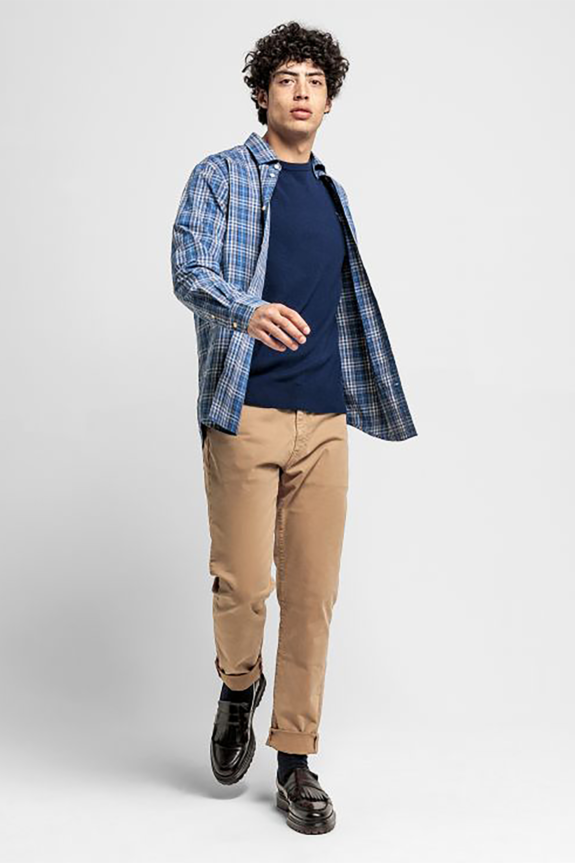 Gant Ανδρικό Καρό Πουκάμισο Regular Fit Tech Prep Jaspé Plaid - 3019330 Μπλε Σκούρο