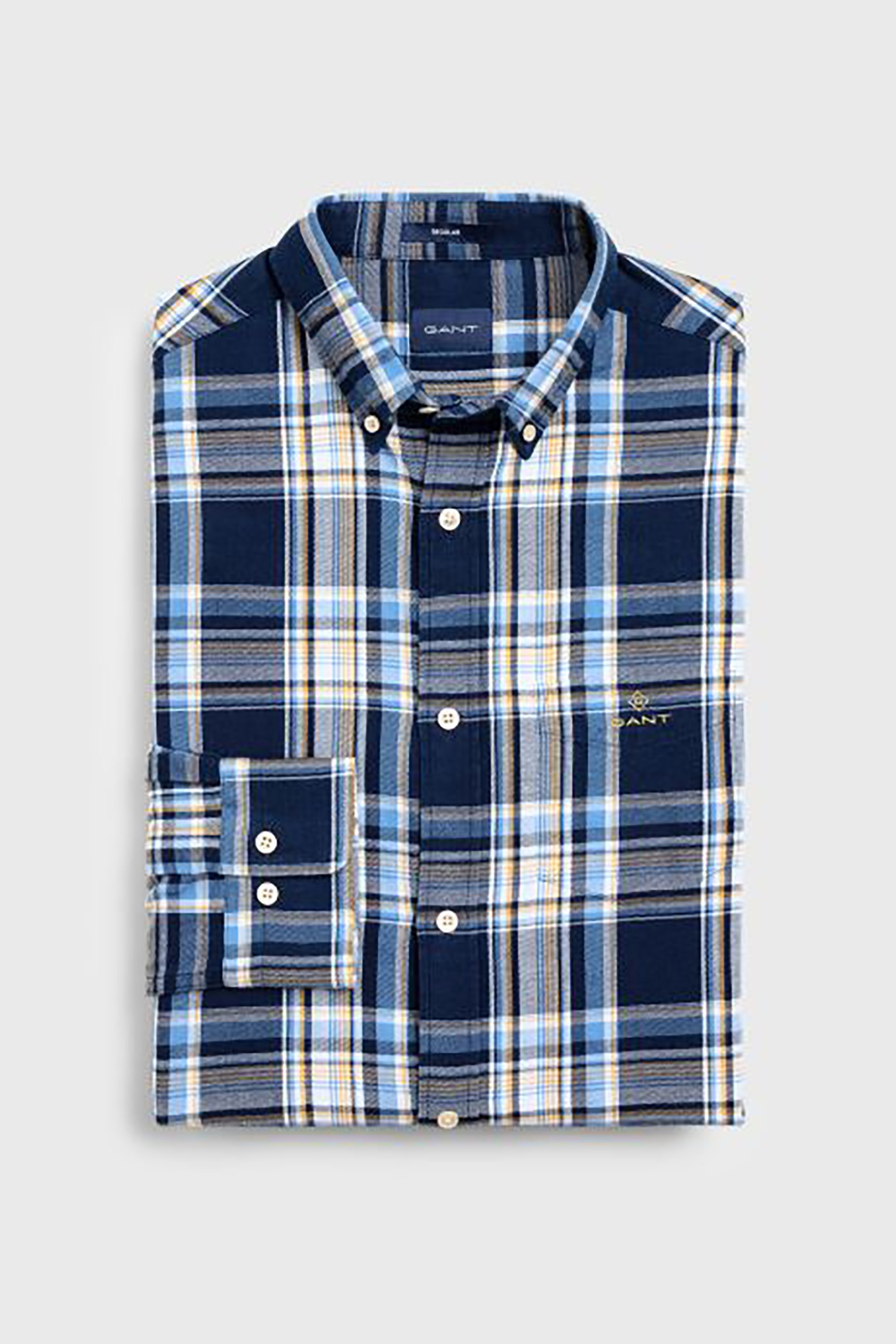 Gant Ανδρικό Μακρυμάνικο Πουκάμισο Καρό Windblown Flannel - 3019730 Μπλε Σκούρο