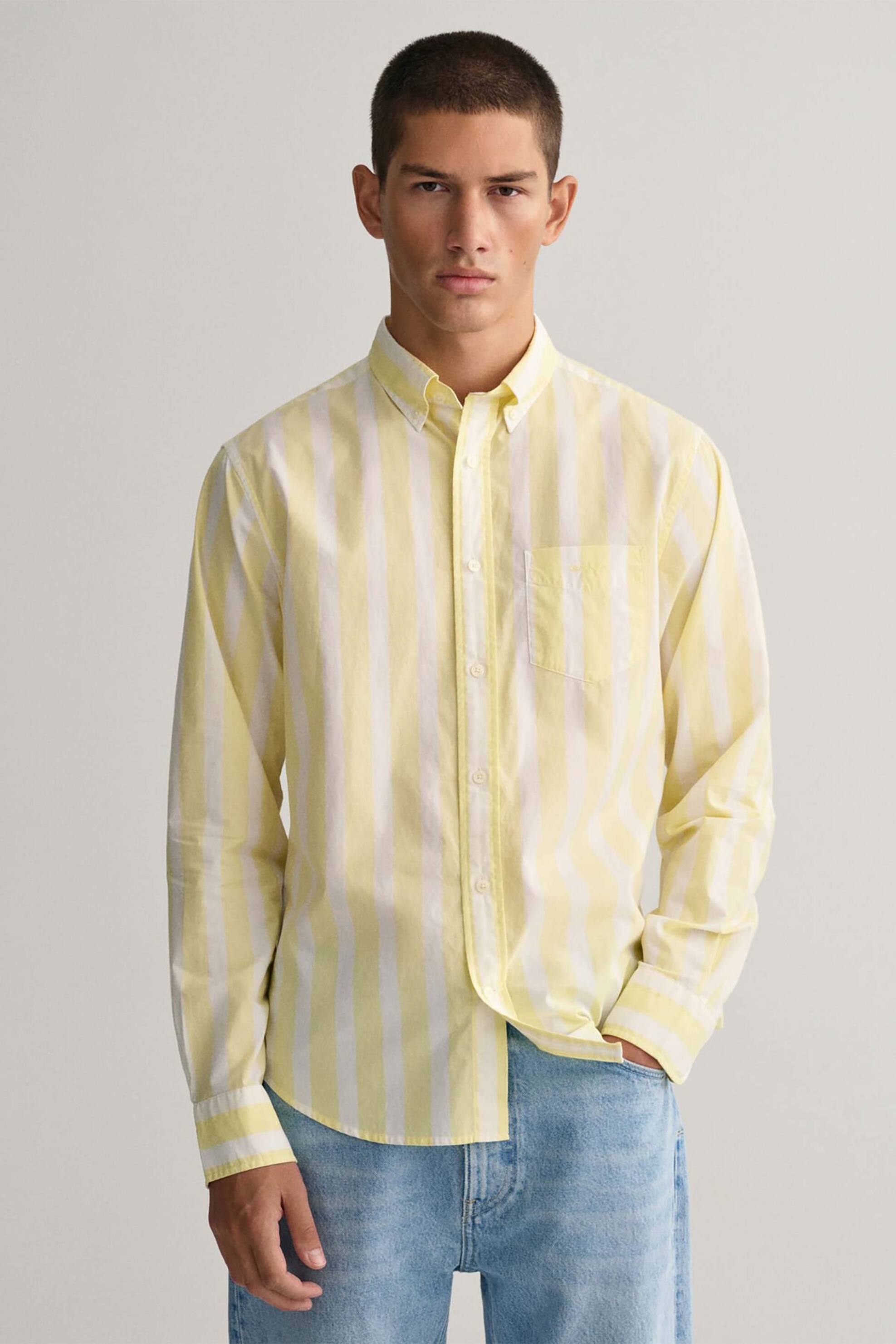 Ανδρική Μόδα > Ανδρικά Ρούχα > Ανδρικά Πουκάμισα > Ανδρικά Πουκάμισα Casual Gant ανδρικό πουκάμισο button-down με ριγέ print Regular Fit - 3230112 Κίτρινο