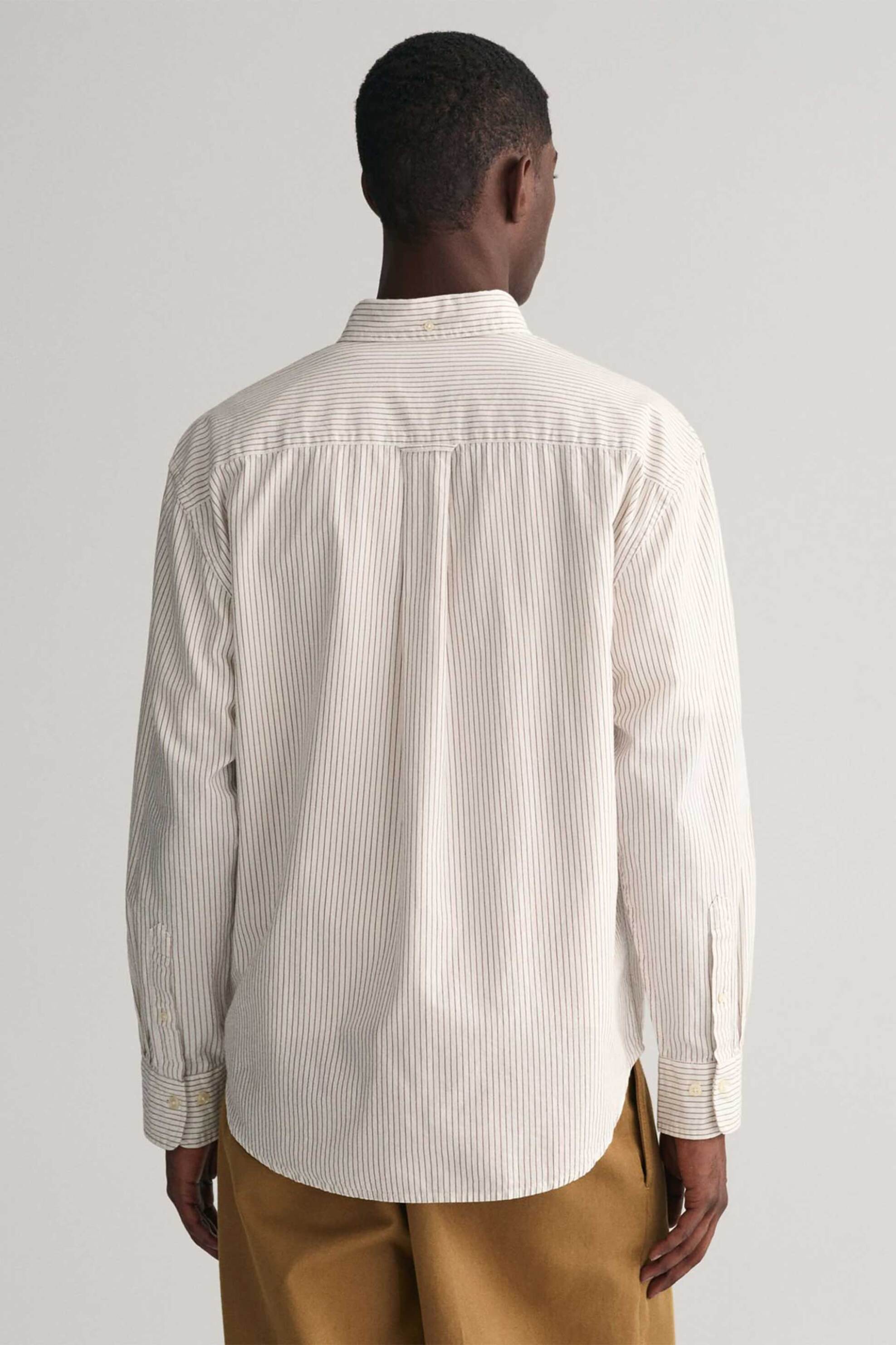Gant Ανδρικό Πουκάμισο Button Down με Ριγέ Σχέδιο Casual Fit - 3230166 Εκρού