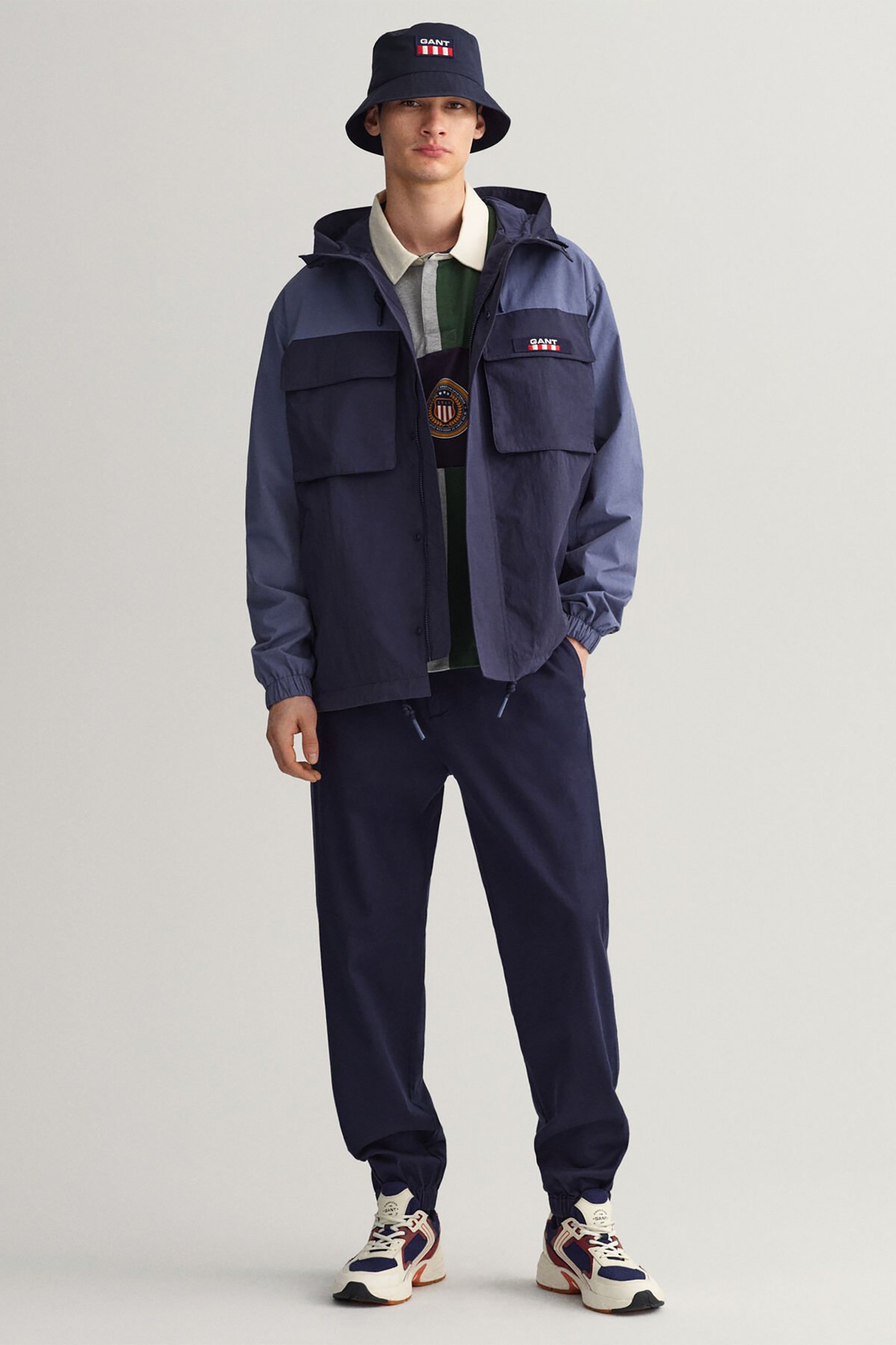 GANT Gant ανδρικό μπουφάν με κουκούλα color-blocked Regular Fit - 7006247 Μπλε Ανοιχτό