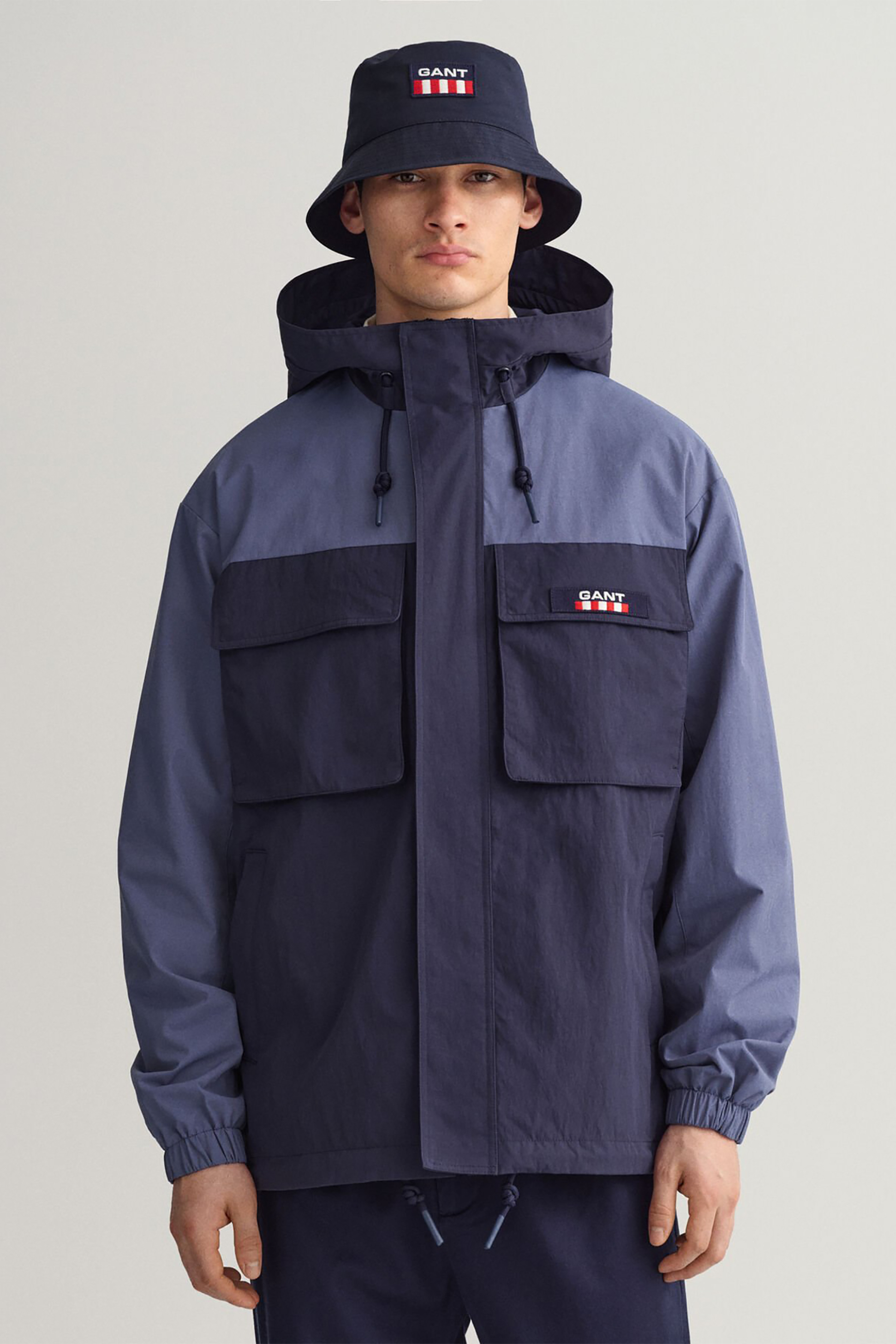 Gant ανδρικό μπουφάν με κουκούλα color-blocked Regular Fit - 7006247 Μπλε Ανοιχτό φωτογραφία