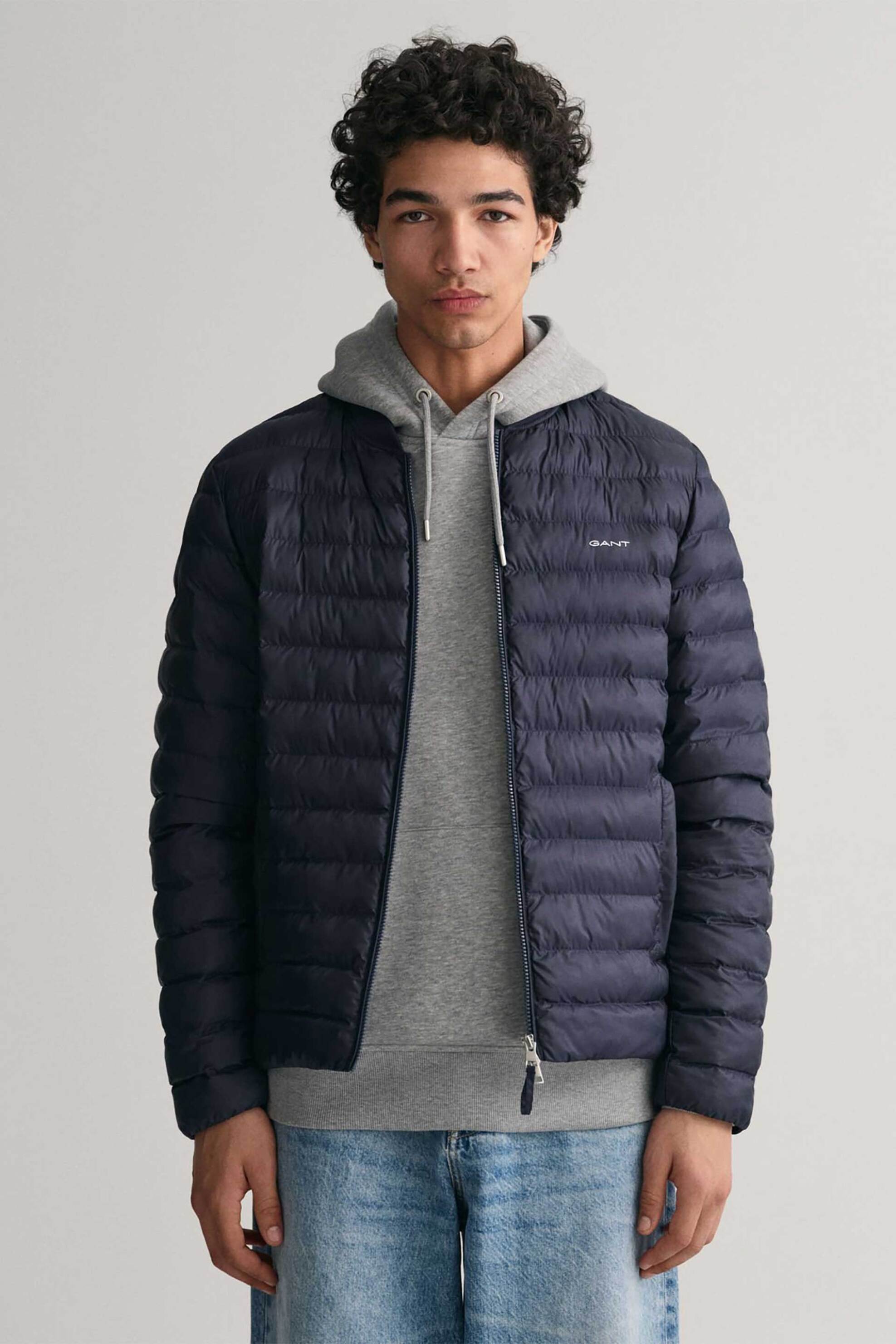 Gant ανδρικό bomber μπουφάν αδιάβροχο με καπιτονέ σχέδιο και λογότυπο Regular Fit - 7006300 Μπλε Σκούρο