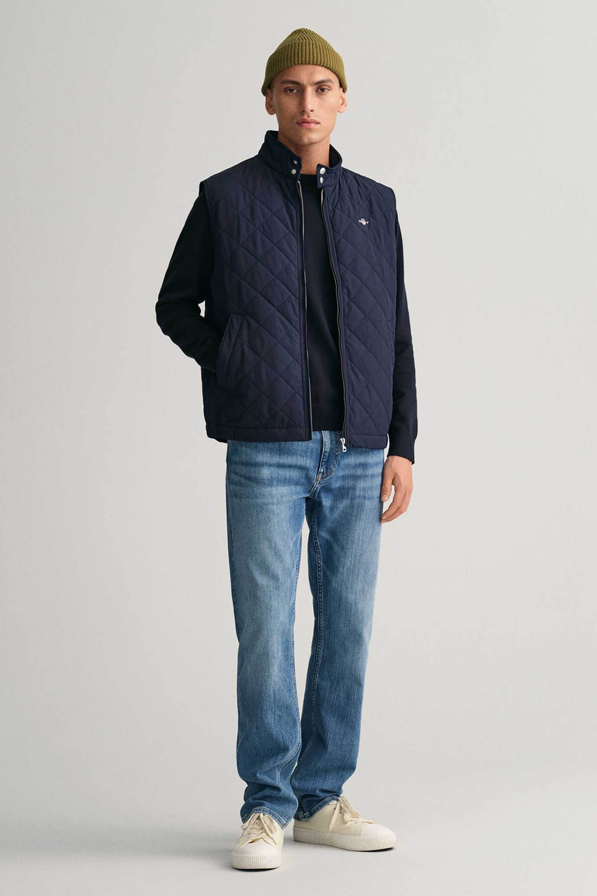 Gant ανδρικό αμάνικο μπουφάν αδιάβροχο με καπιτονέ σχέδιο και κεντημένο λογότυπο Regular Fit - 7006341 Μπλε Σκούρο φωτογραφία