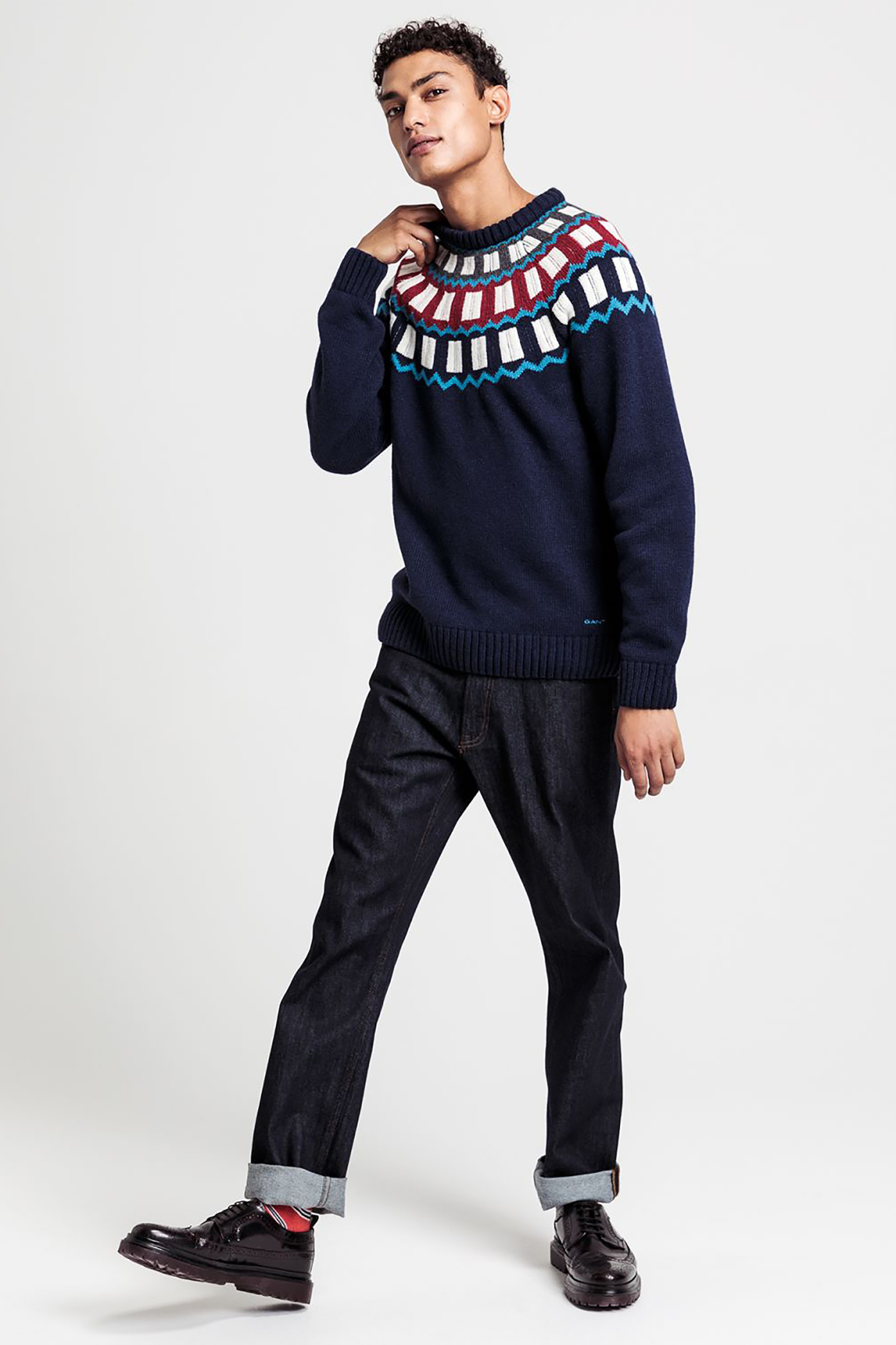 Gant ανδρική πλεκτή μπλούζα Holiday Fairisle Crew - 8020037 Μπλε Σκούρο φωτογραφία