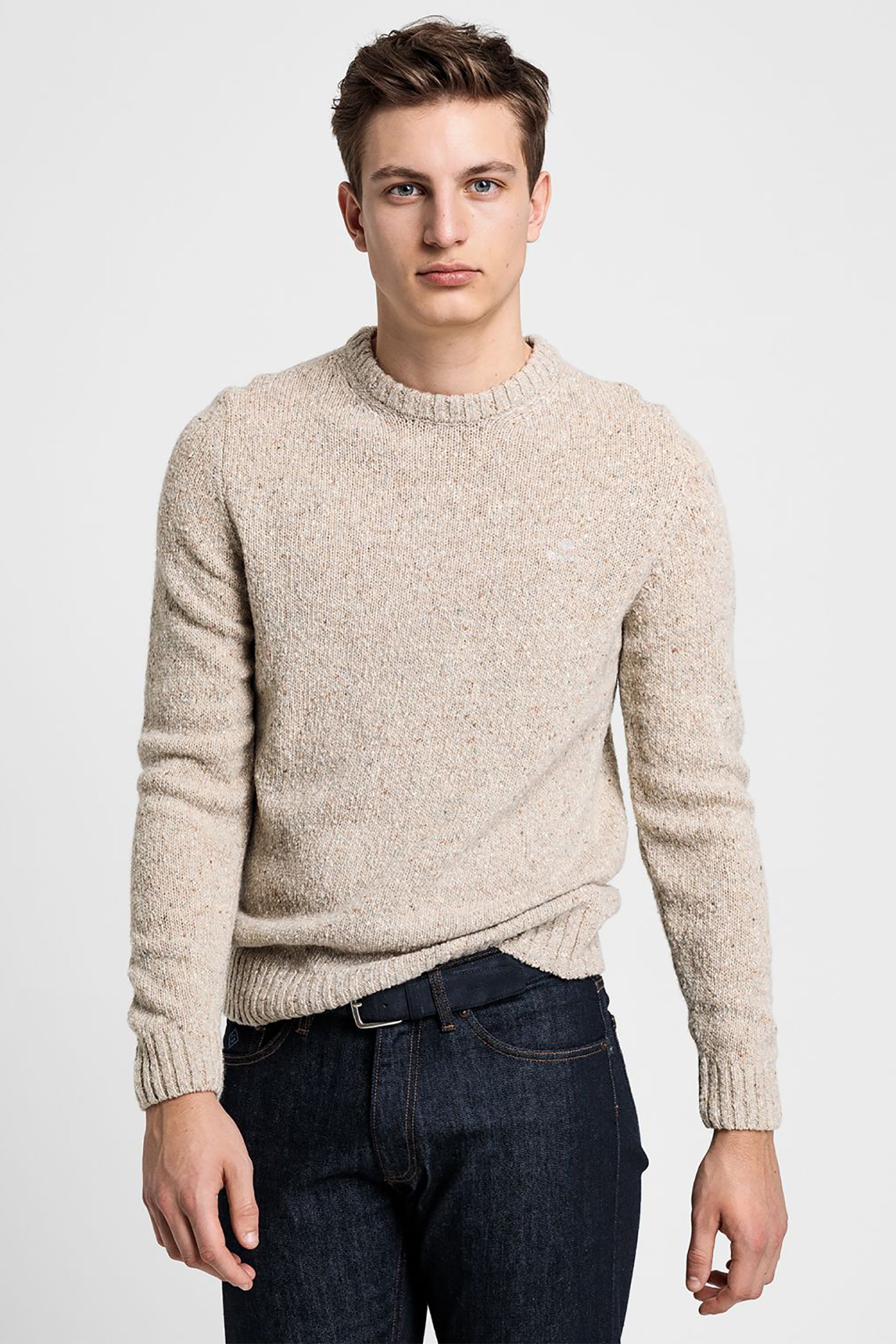 GANT Gant ανδρική πλεκτή μπλούζα Normal fit "Nub Structure" - 8040059 Κρέμ