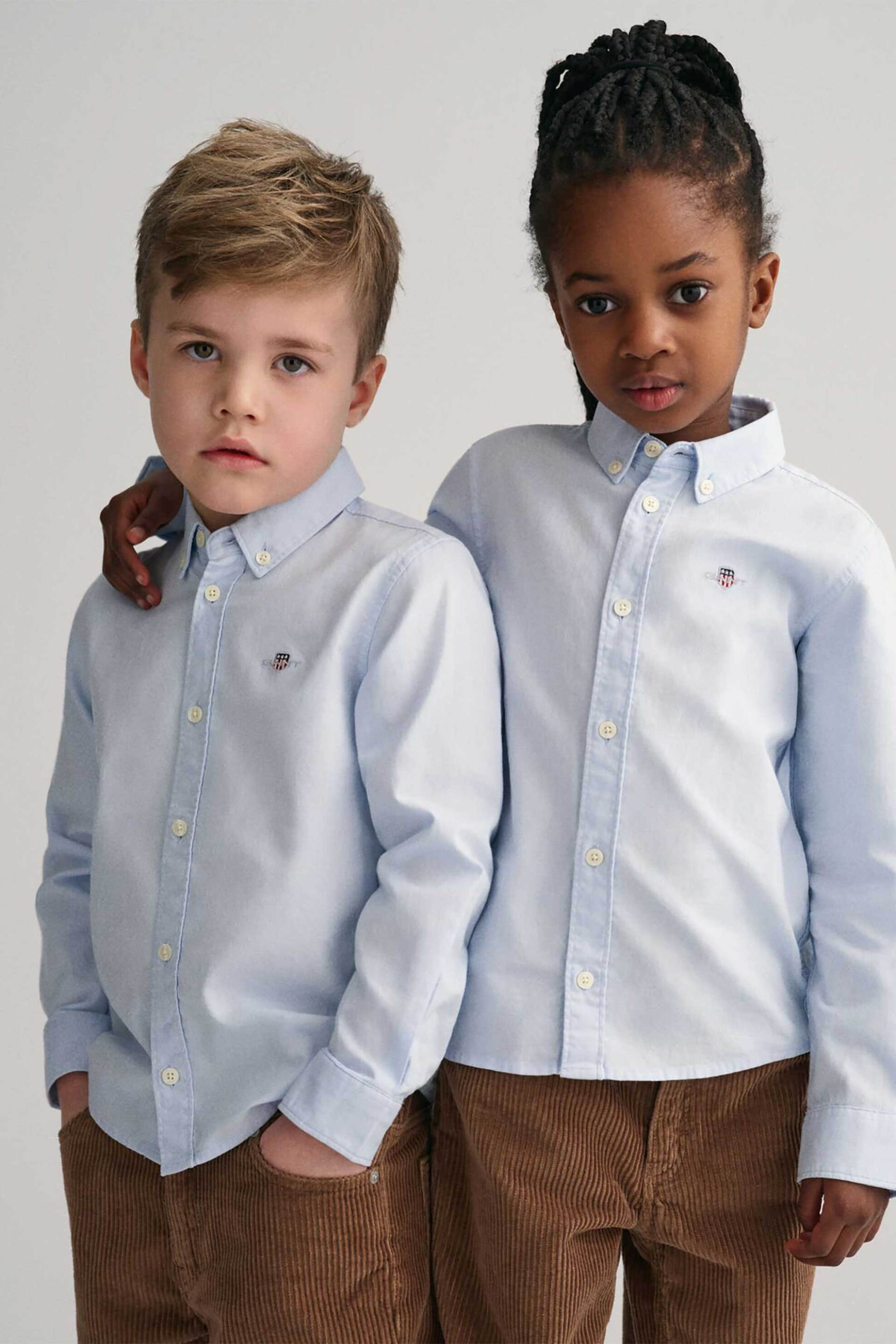GANT Gant παιδικό πουκάμισο button down με λογότυπο Regular Fit - 830423 Denim Blue Ανοιχτό