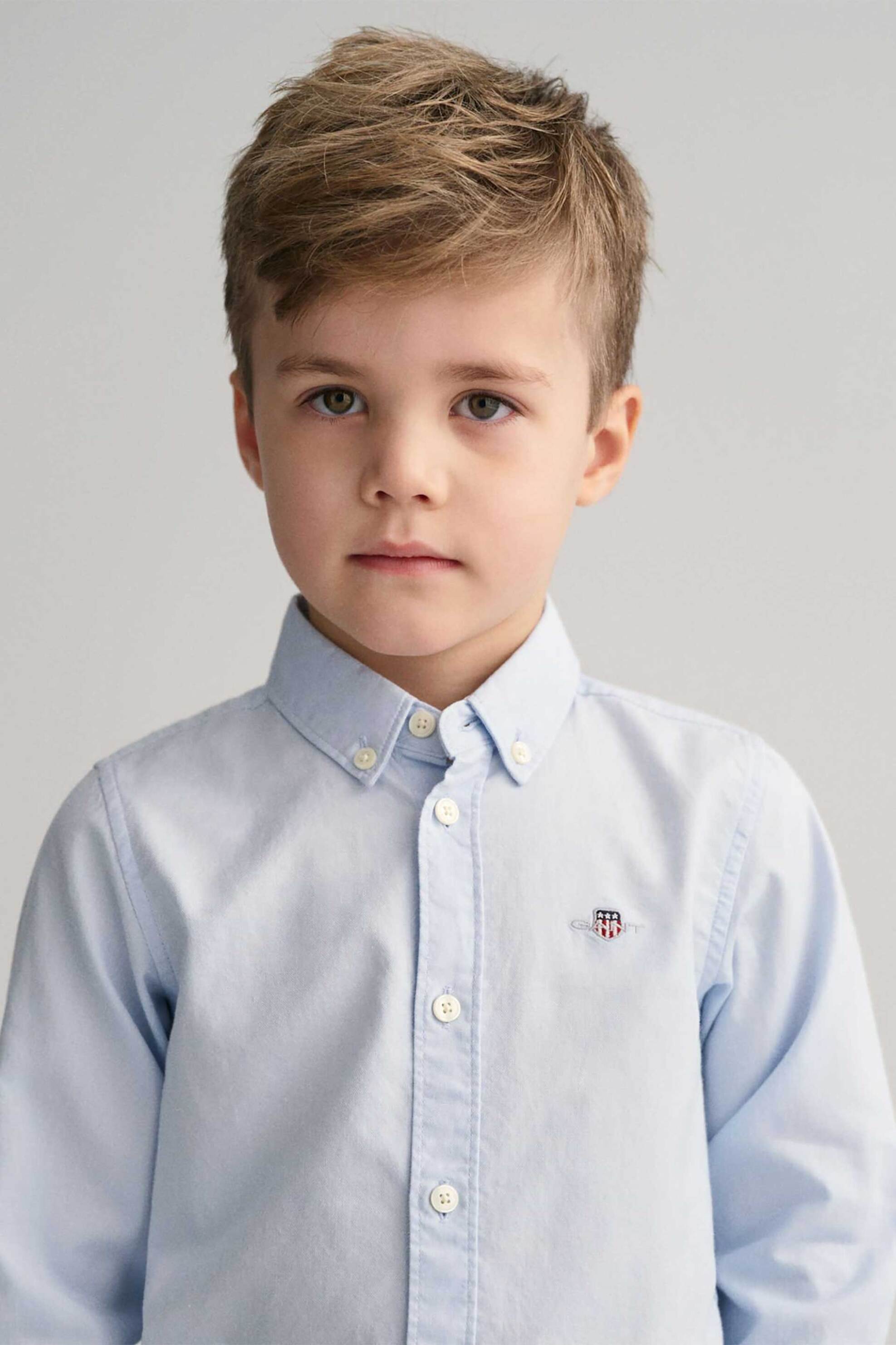 Gant παιδικό πουκάμισο button down με λογότυπο Regular Fit - 830423 Denim Blue Ανοιχτό φωτογραφία