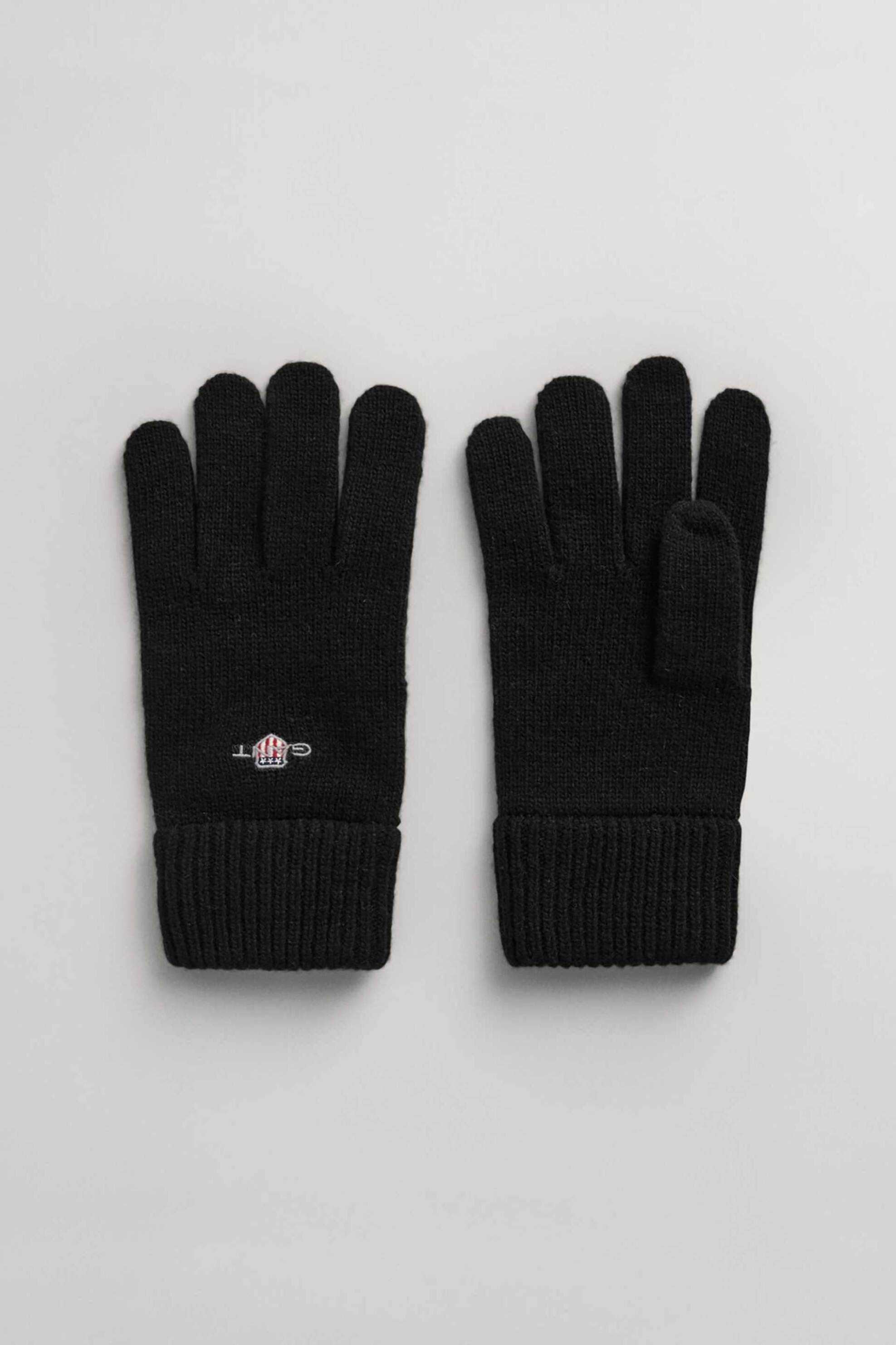 Gant ανδρικά μάλλινα γάντια με κεντημένο λογότυπο - 9930003 Μαύρο