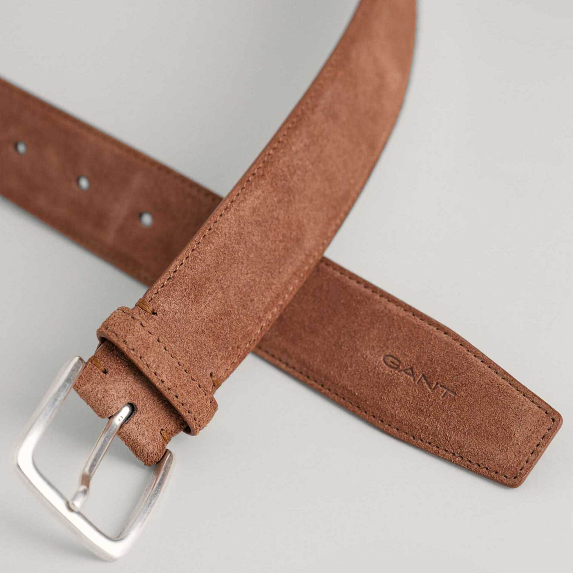 Gant Ανδρική Suede Ζώνη με Μεταλλική Αγκράφα Και Ανάγλυφο Λογότυπο - 9940156 Καφέ