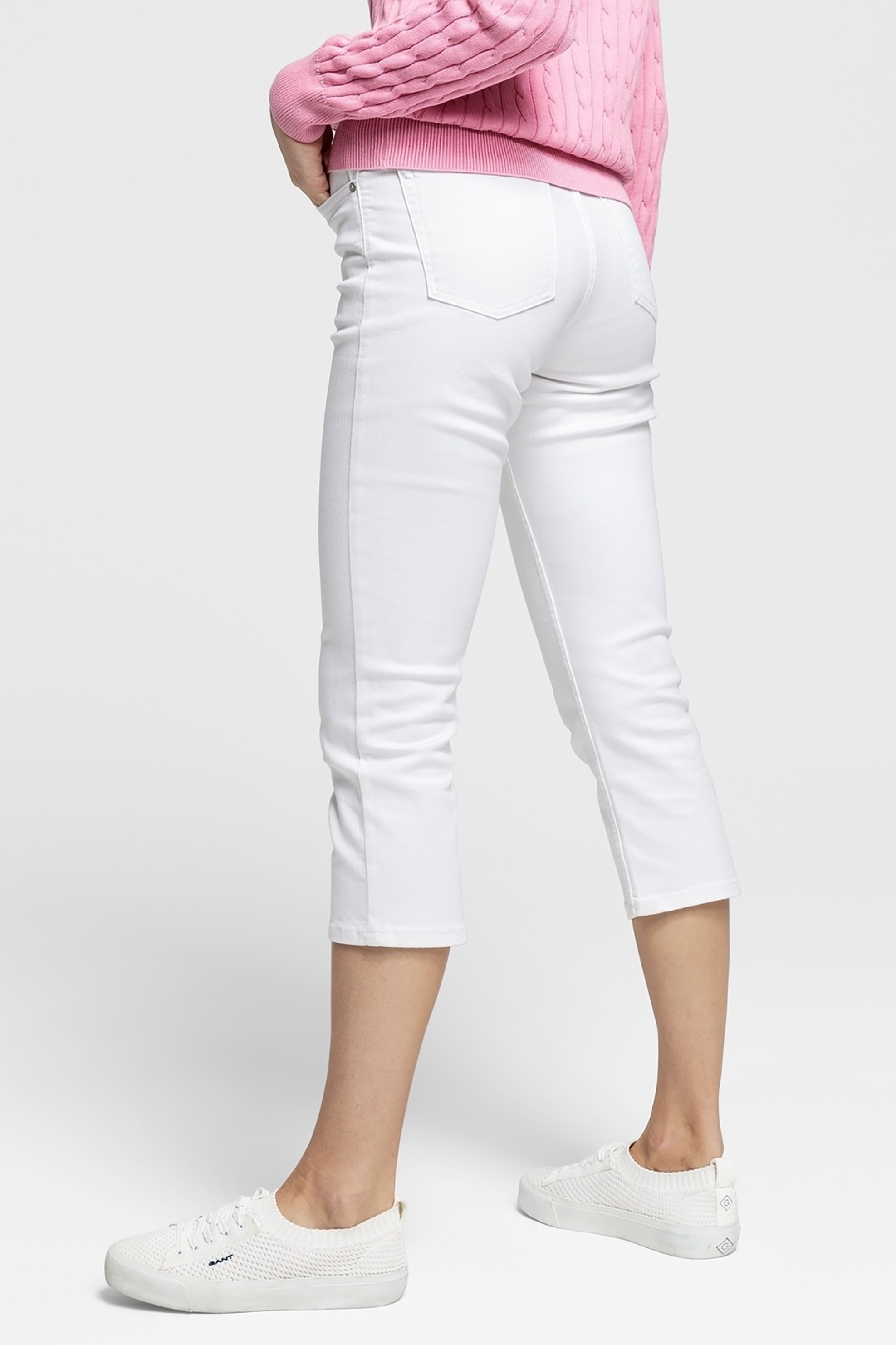 Gant Γυναικείο Jean Παντελόνι Κάπρι - 4100065 Λευκό