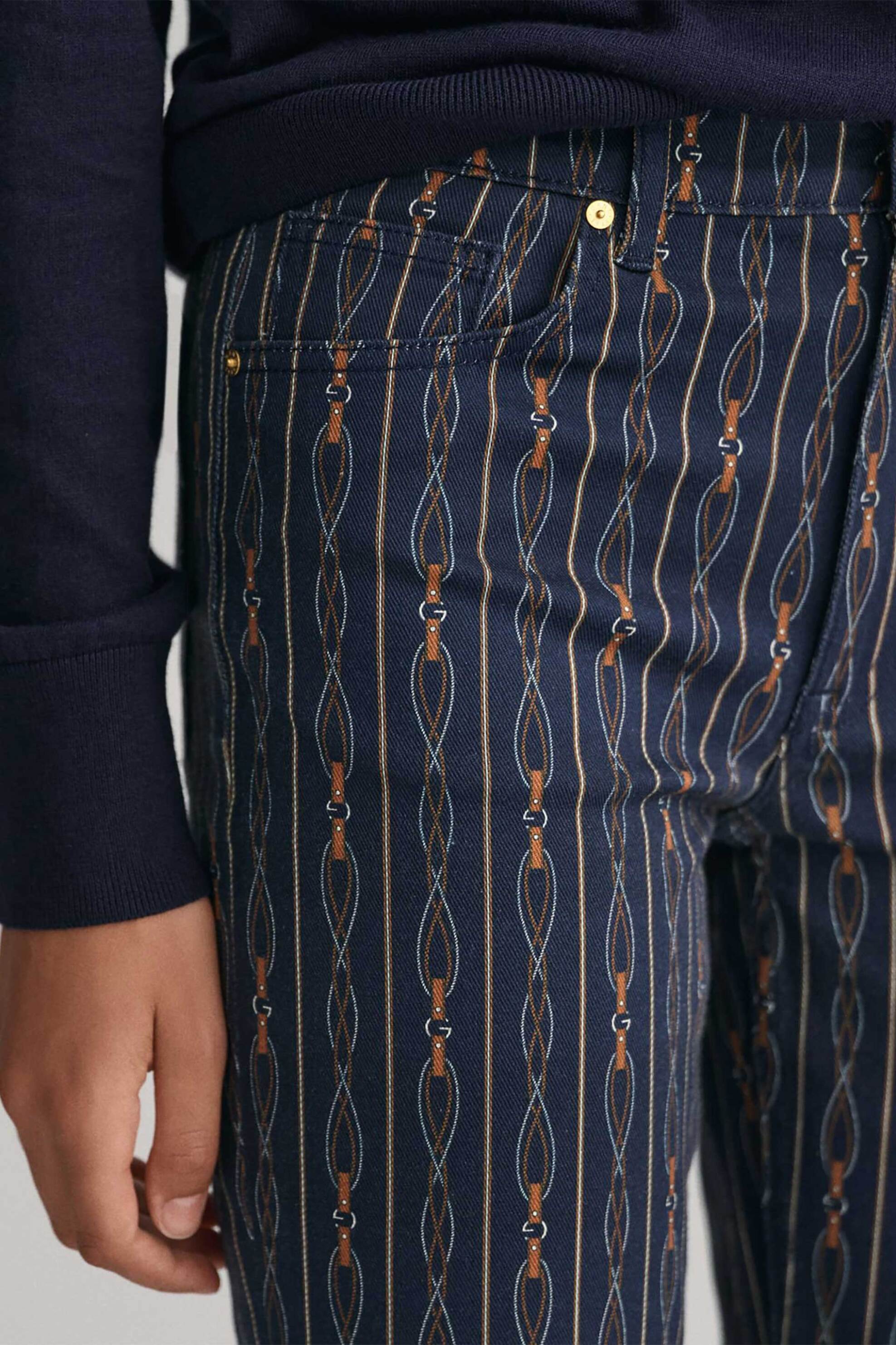 Gant γυναικείο τζιν παντελόνι cropped με rope striked print Slim Fit - 4100203 Μπλε Σκούρο